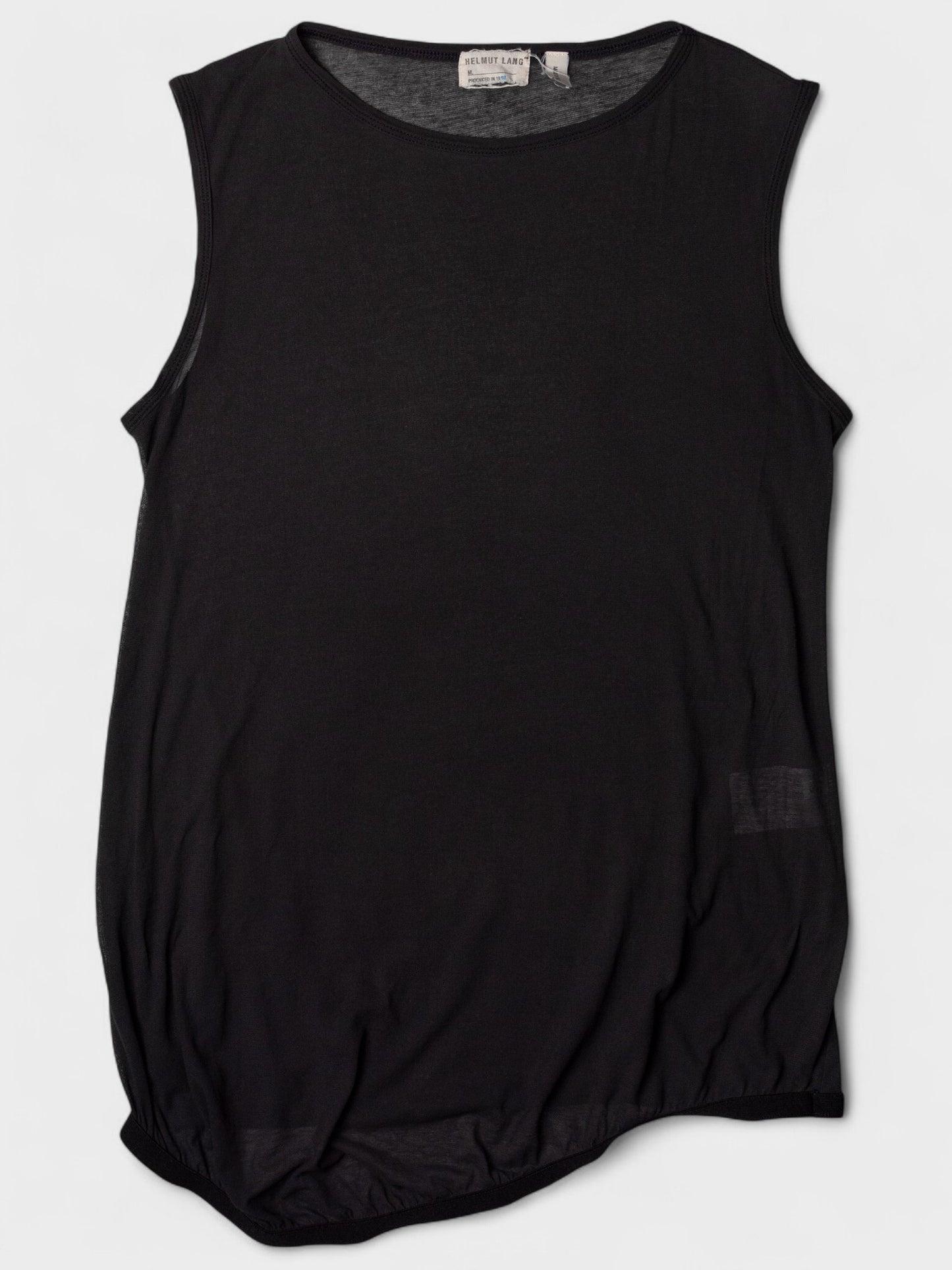 Helmut Lang Jeans - S/S 1998 - asymmetric sheer tank top (black) - women's size S