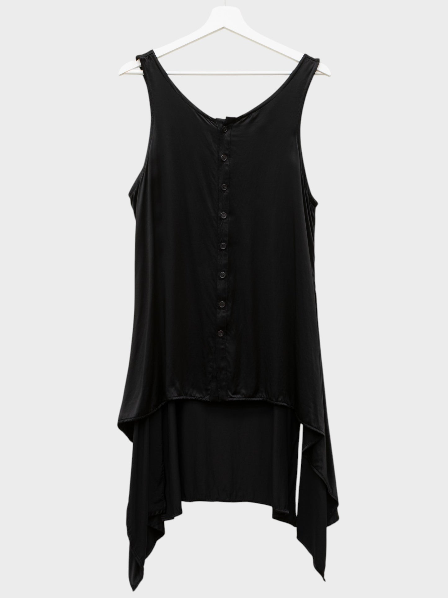 Y's by Yohji Yamamoto - S/S 2004 - rayon draped button-up tank top (black) - women's size 4