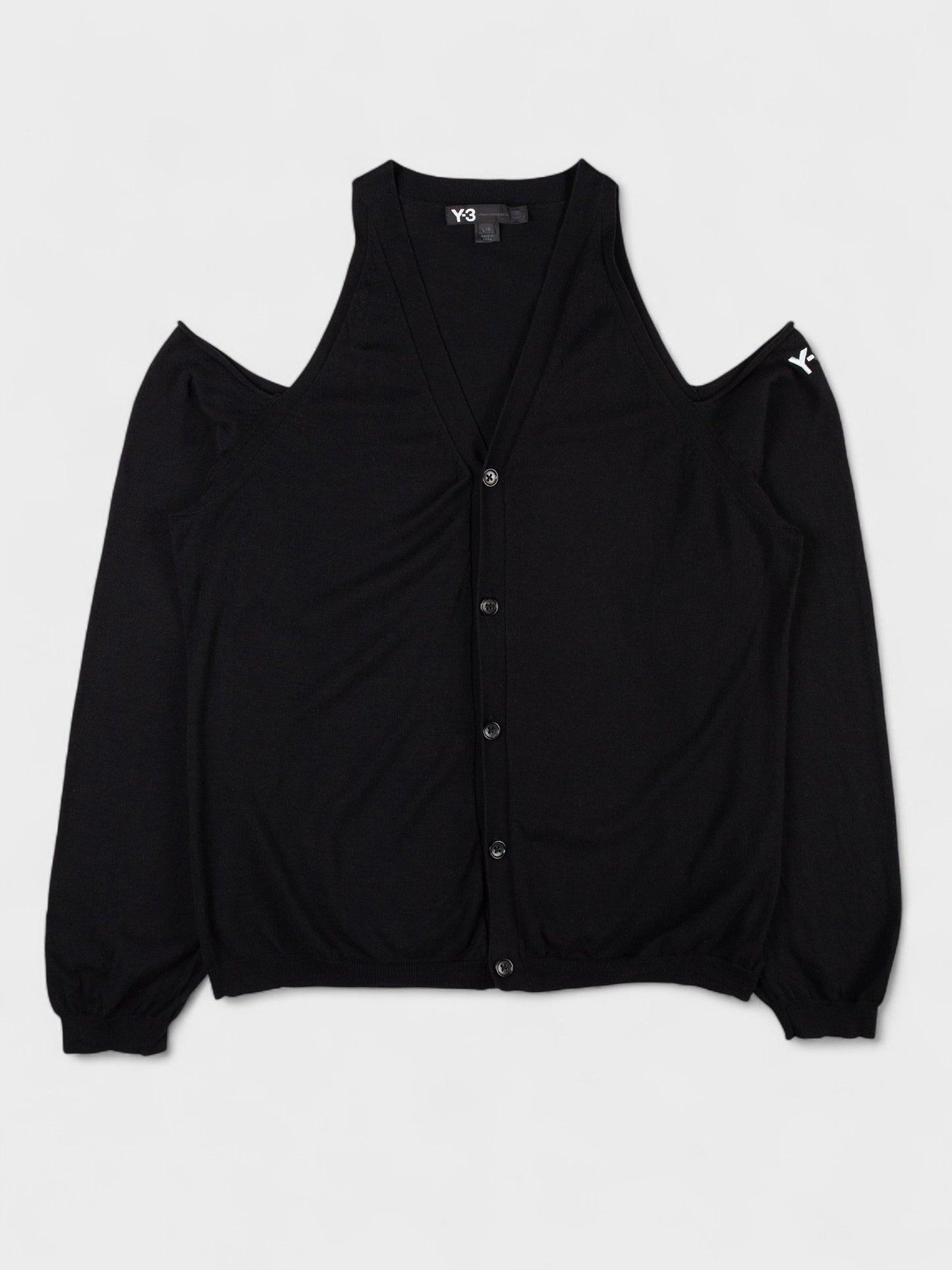 Y-3 - S/S 2010 - cutout shoulder cotton cardigan (black) - women's size L