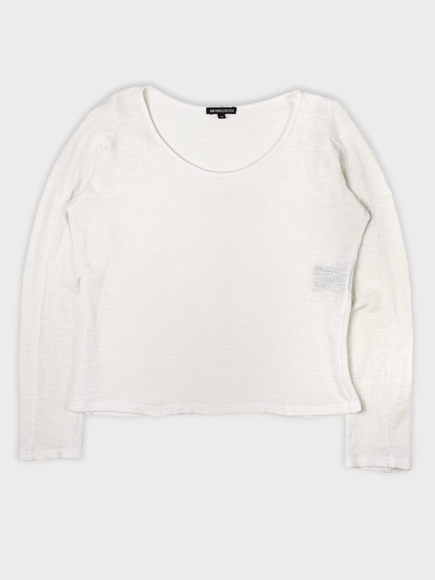 Ann Demeulemeester - rib long sleeve t-shirt (white) - women's size 36
