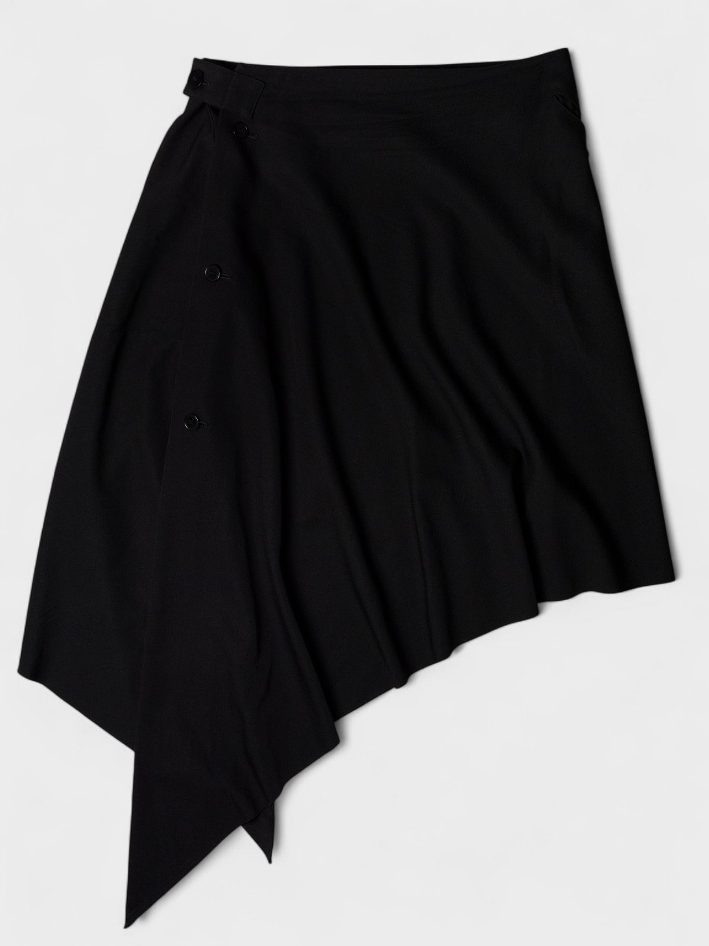 Y's Red Label - A/W 2007 - wool asymmetric skirt with buttons - size 4