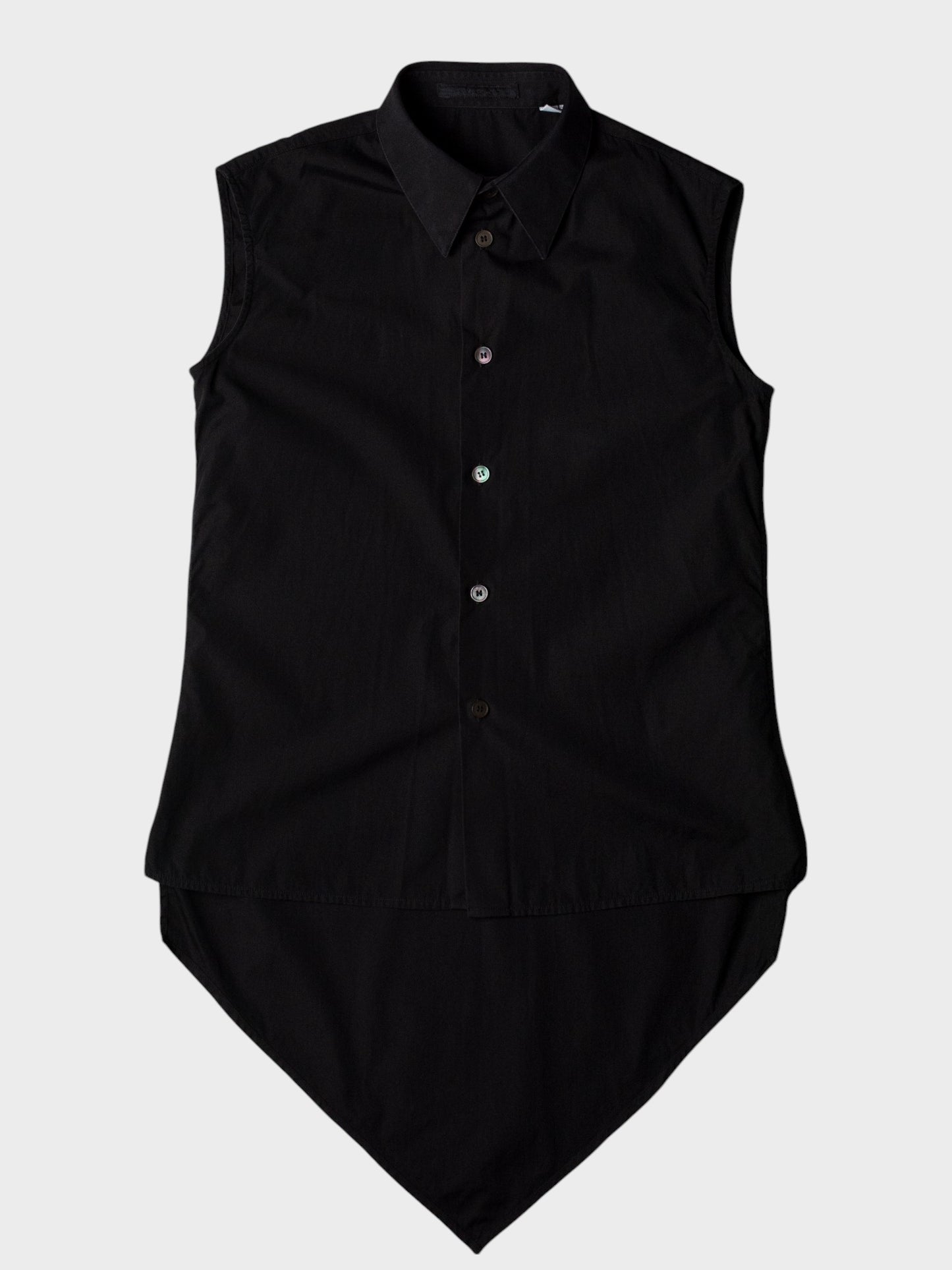Helmut Lang - 2000s - pointed hem sleeveless shirt (black) - women's size 38