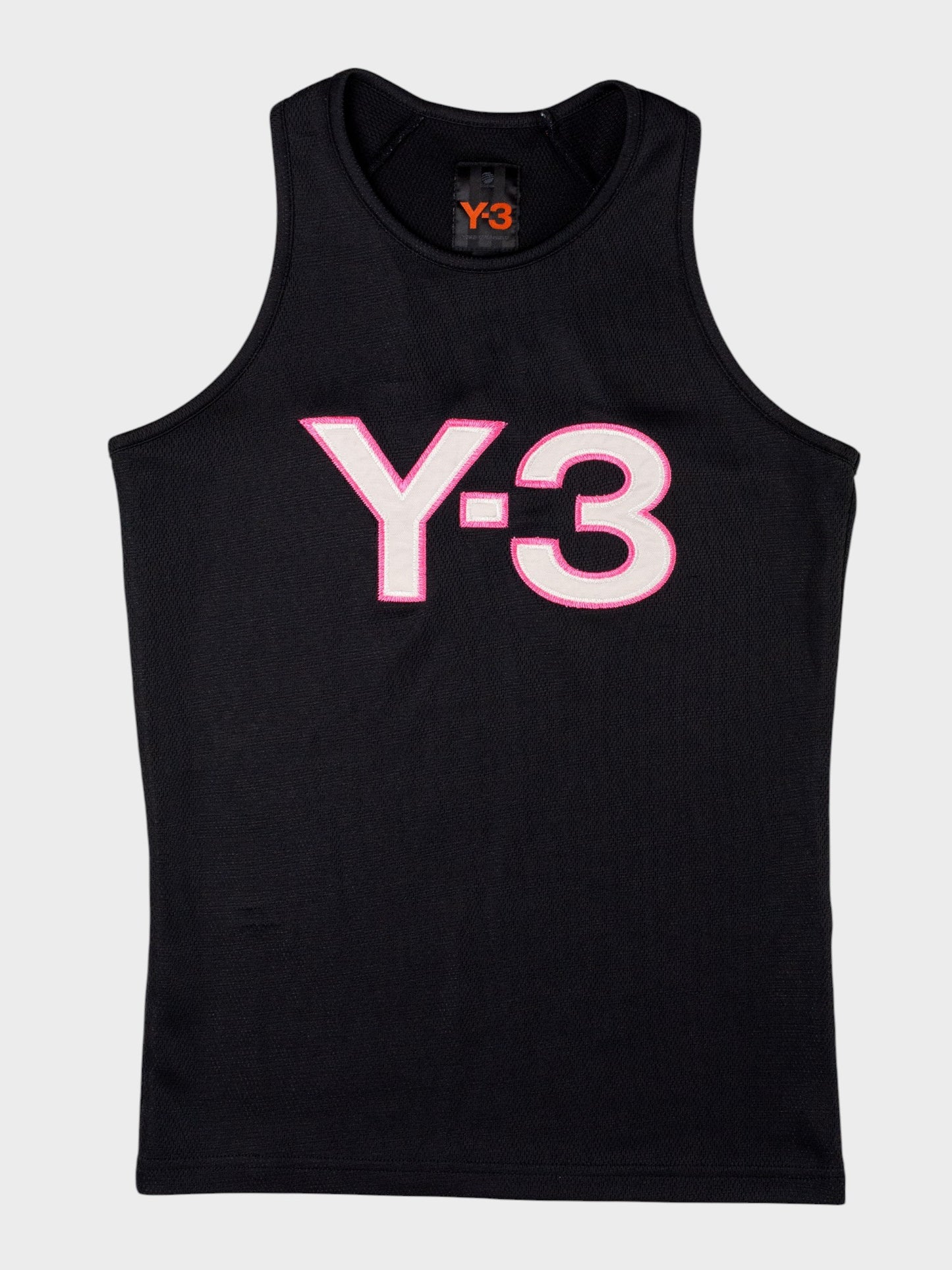 Y-3 - S/S 2004 - embroidered logo mesh tank top (black) - women's size S