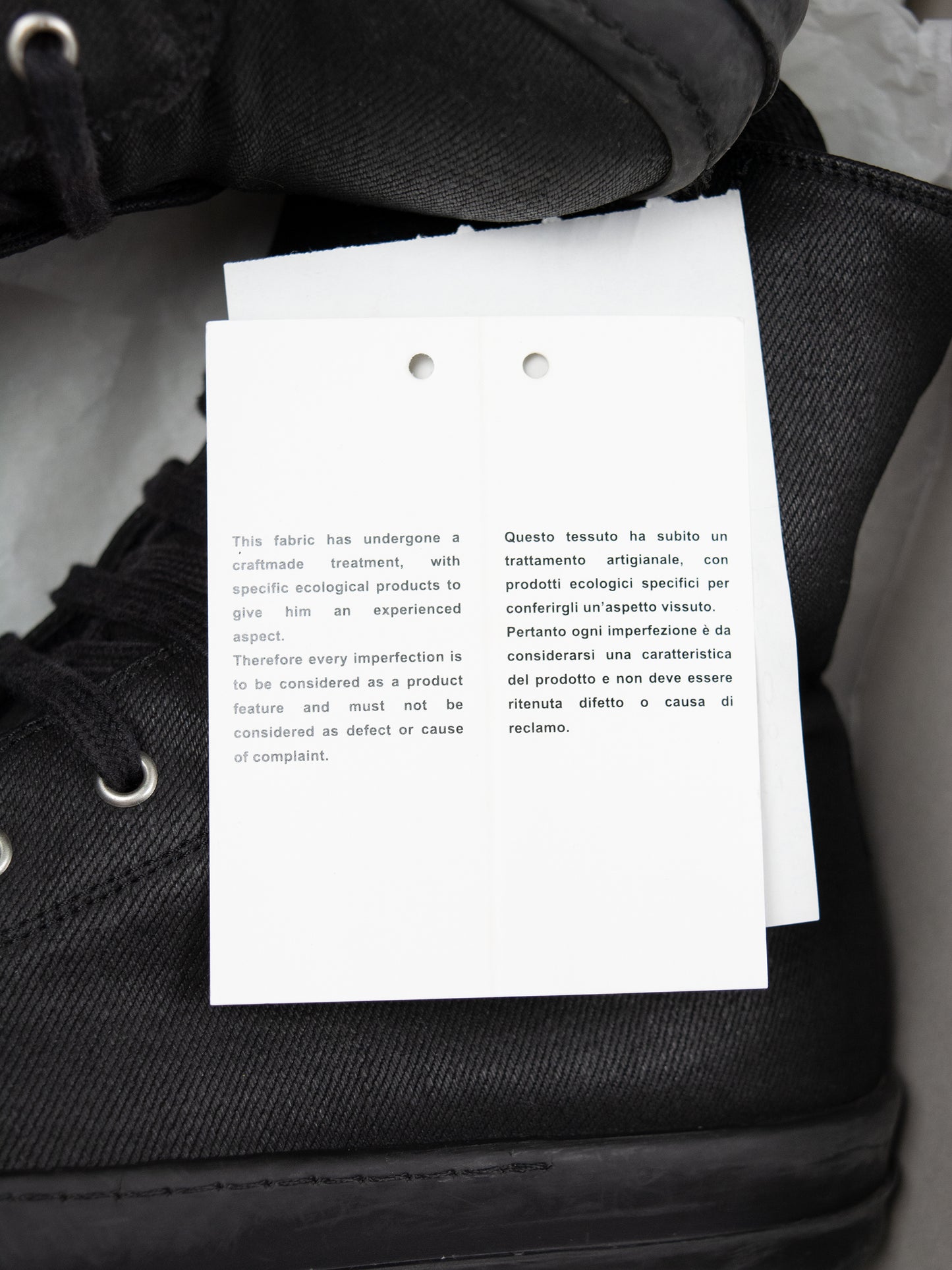 Rick Owens DRKSHDW - A/W 2014 - "Ramones" denim vegan sneakers (Black Wax) - size 42