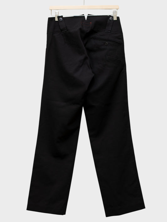 Y's Red Label - A/W 2007 - low waist wool pants with button belt loops (black) - women's size 3