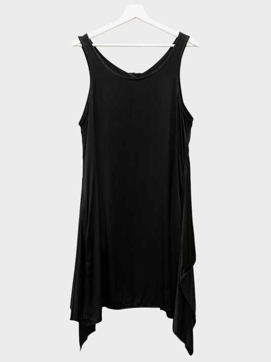 Y's by Yohji Yamamoto - S/S 2004 - rayon draped button-up tank top (black) - women's size 4
