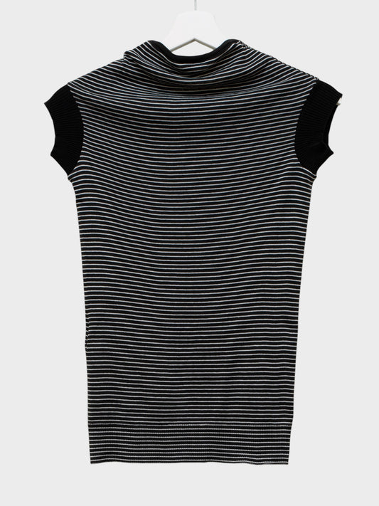 Y's - S/S 2007 - striped mock neck sleeveless top - size 2