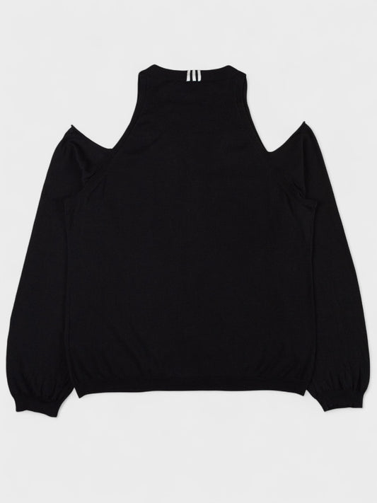 Y-3 - S/S 2010 - cutout shoulder cotton cardigan (black) - women's size L