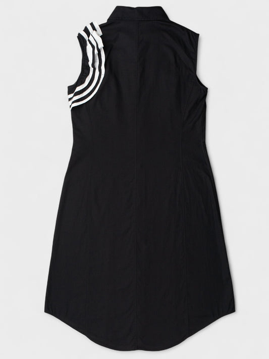 Y-3 - S/S 2009 - button-up midi dress with layered ruffle shoulder detail - size M