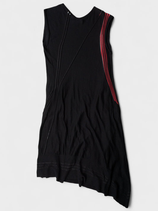 Y-3 - S/S 2016 - asymmetric midi dress with see-through stripes - size L