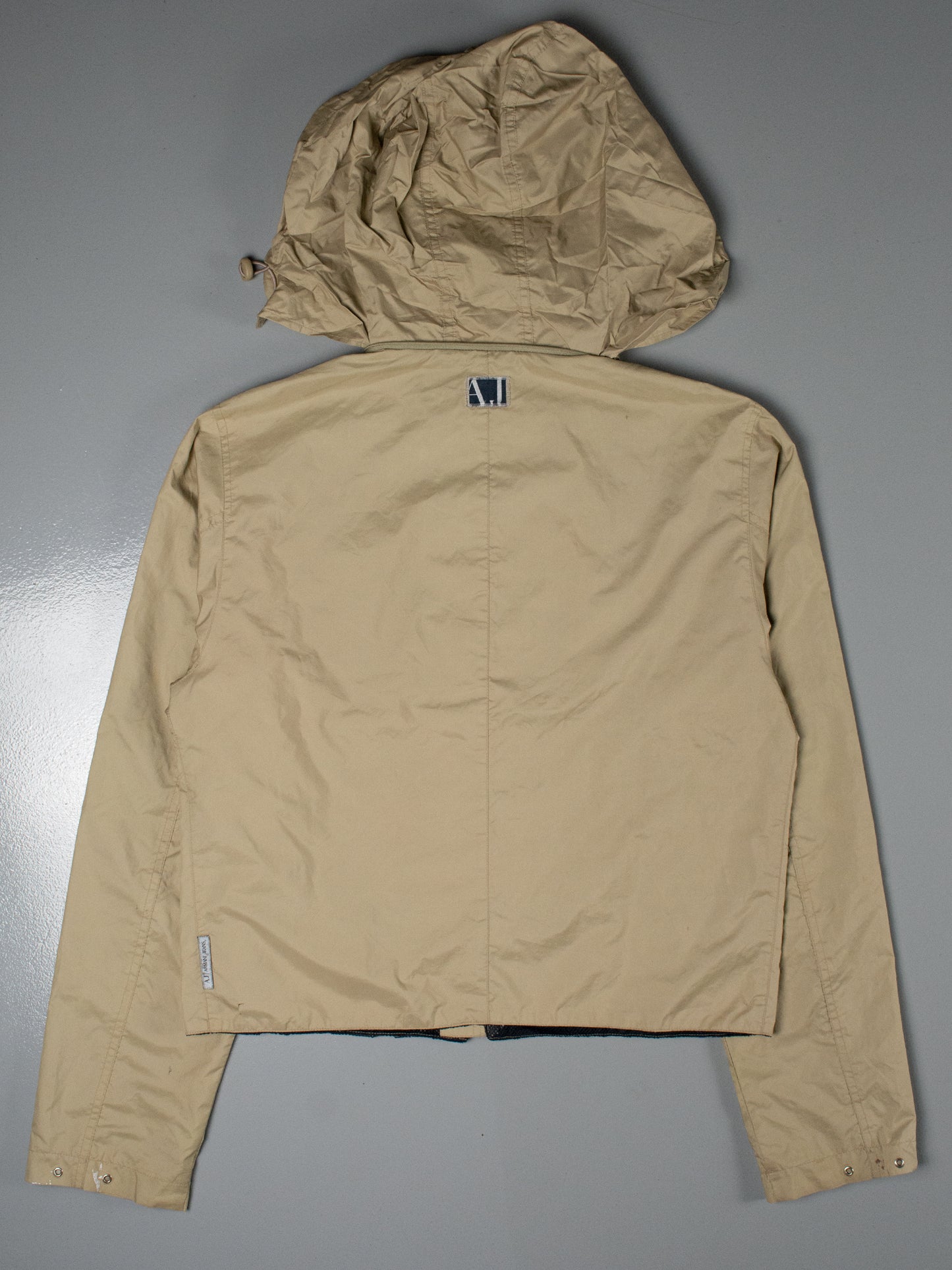 vintage Armani Jeans cropped jacket with packable hood - men's size 48 (M)