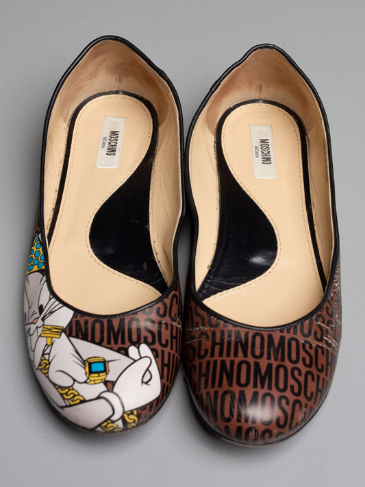 Moschino X Looney Tunes A/W 2015 leather flats - size 40