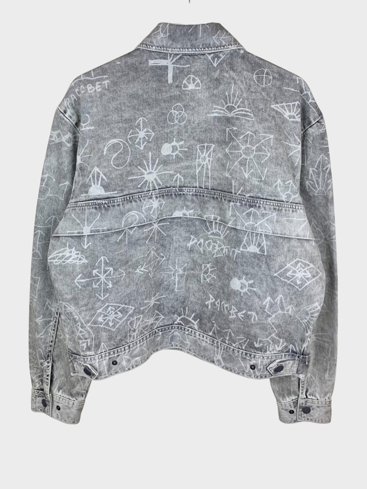 PACCBET - Rassvet 5 (2019) - scribble print work denim jacket (grey) - size S