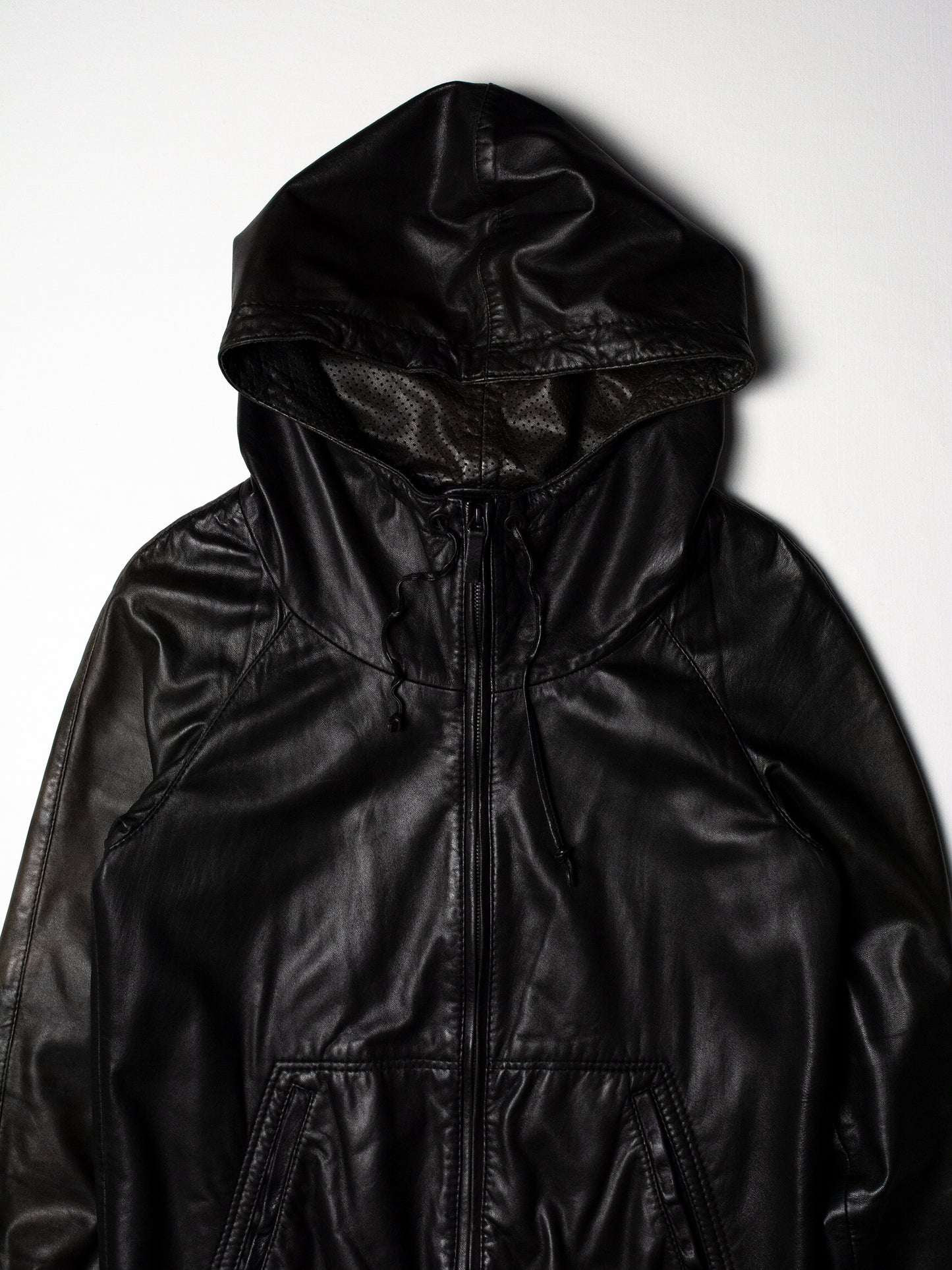 Y-3 - S/S 2009 - leather jacket with oversized hood - size S
