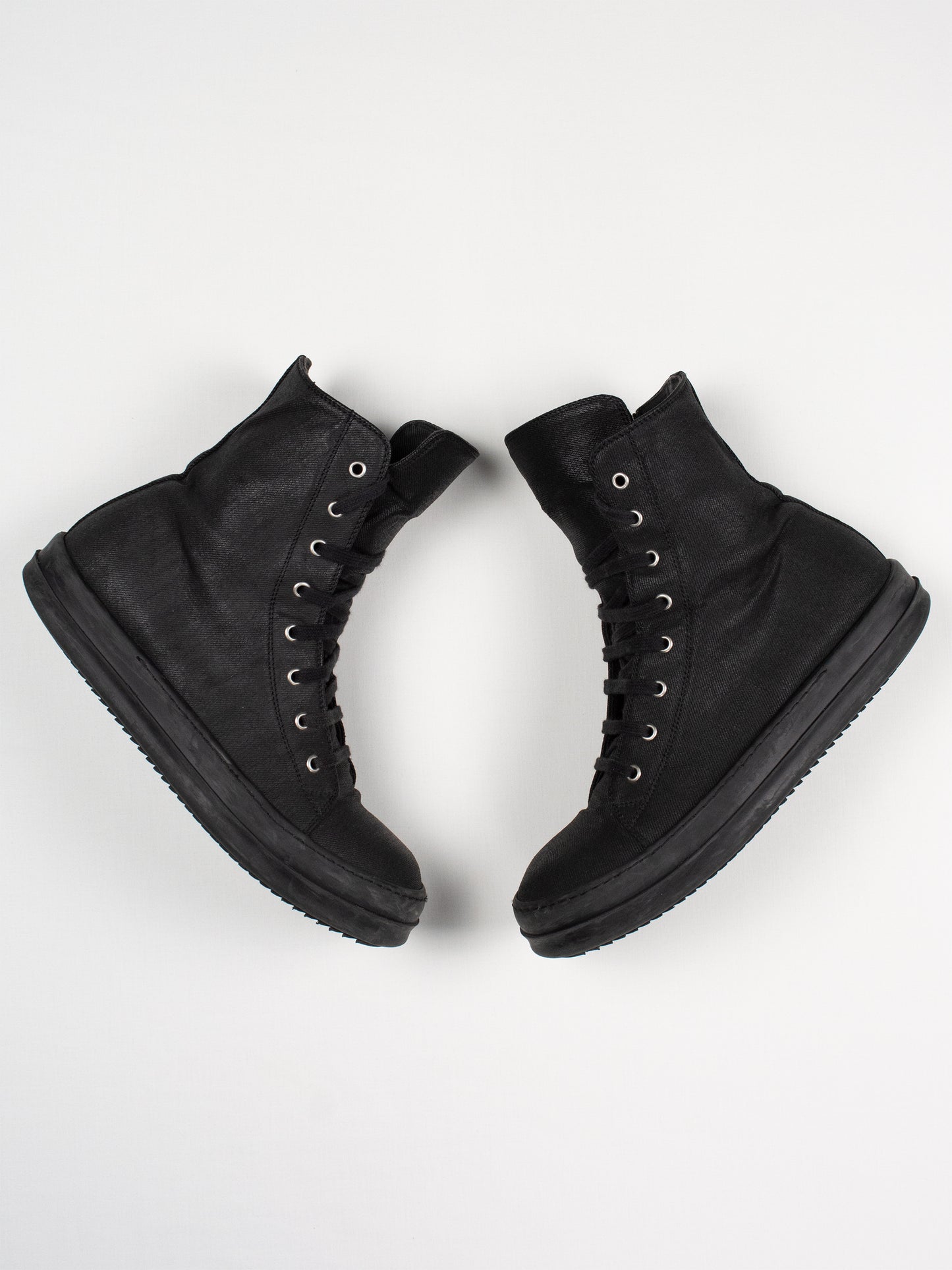 Rick Owens DRKSHDW - A/W 2014 - "Ramones" denim vegan sneakers (Black Wax) - size 42