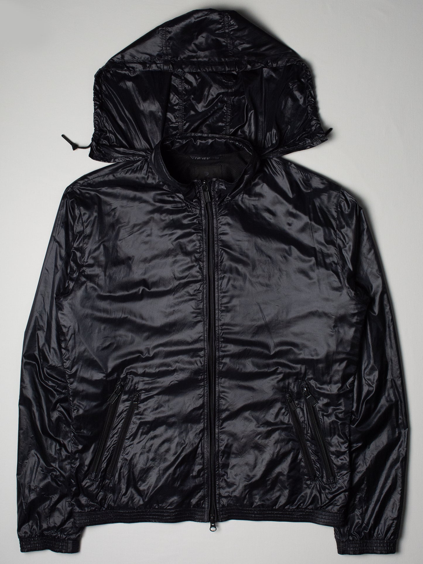 Y-3 - S/S 2007 - nylon windbreaker with packable hood (black) - men's size S