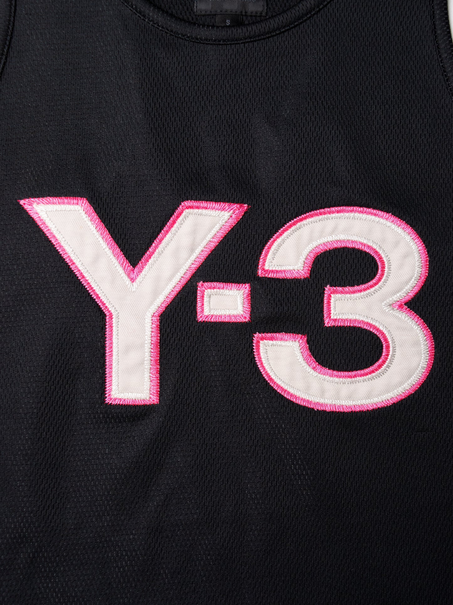 Y-3 - S/S 2004 - embroidered logo mesh tank top (black) - women's size S