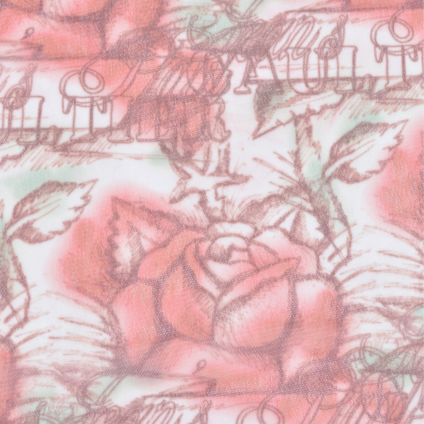 Jean's Paul Gaultier - roses drawing print net t-shirt - size M