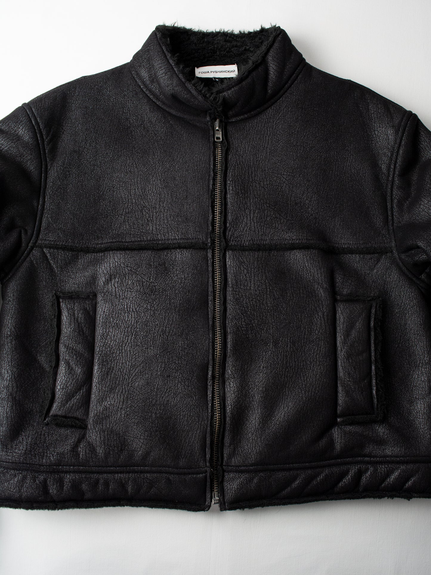 Gosha Rubchinskiy - A/W 2016 - faux leather shearling jacket (black) - size M