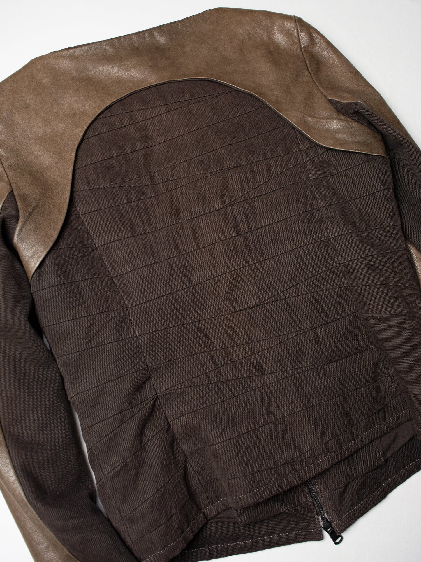 Very Special Pieces of Vespucci - patchwork cotton and leather jacket - women's size 38