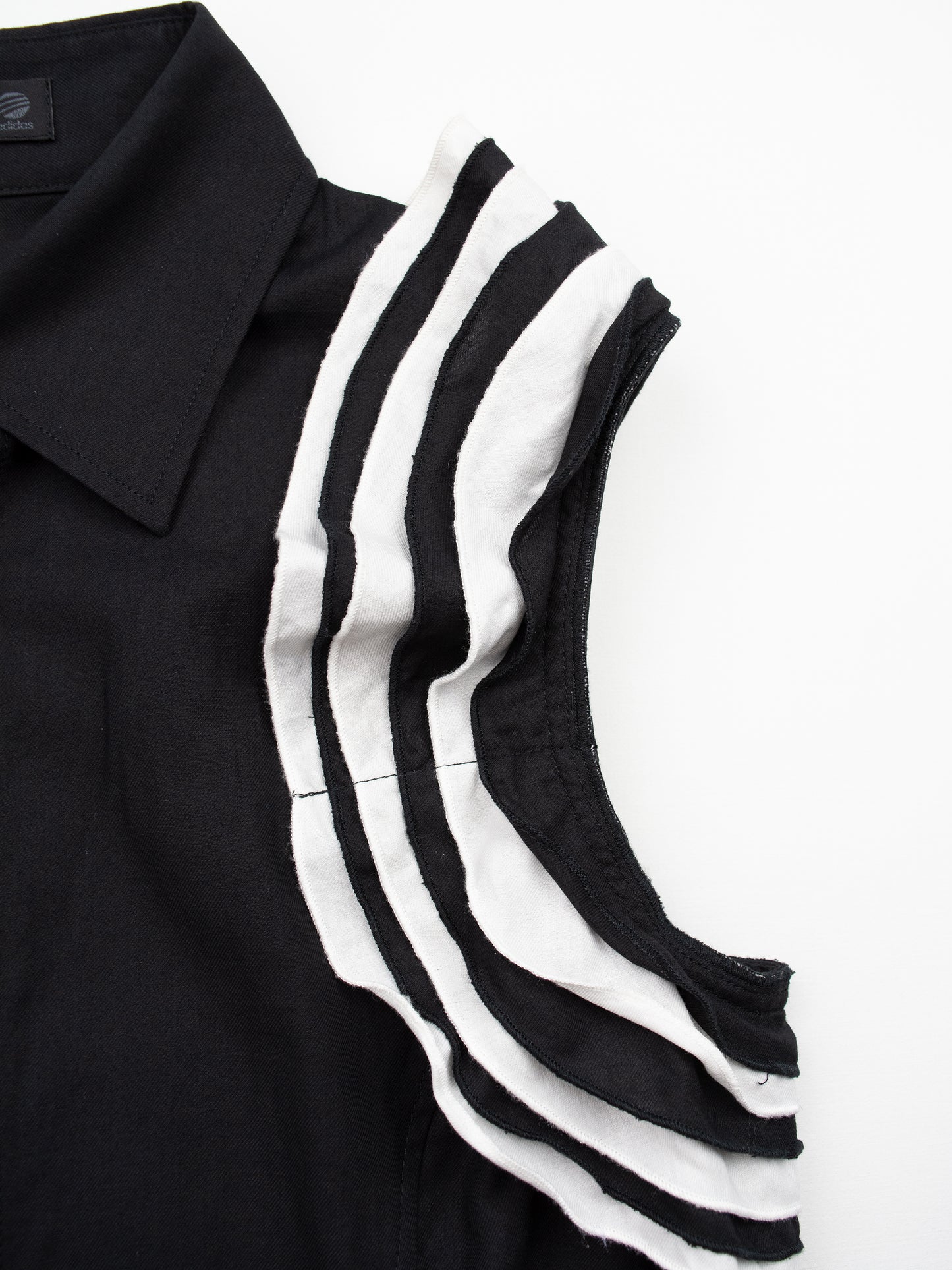 Y-3 - S/S 2009 - button-up midi dress with layered ruffle shoulder detail - size M