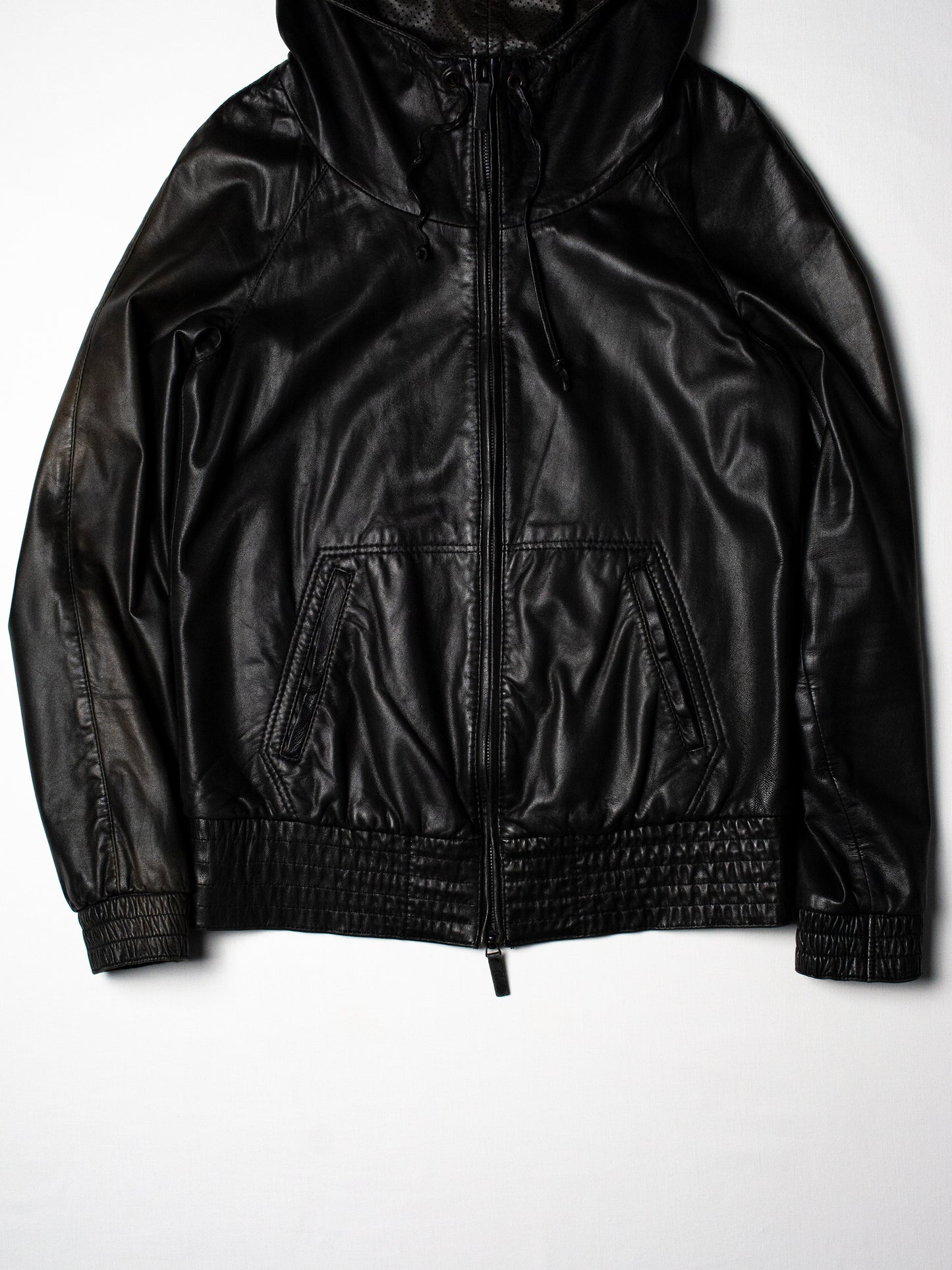 Y-3 - S/S 2009 - leather jacket with oversized hood - size S