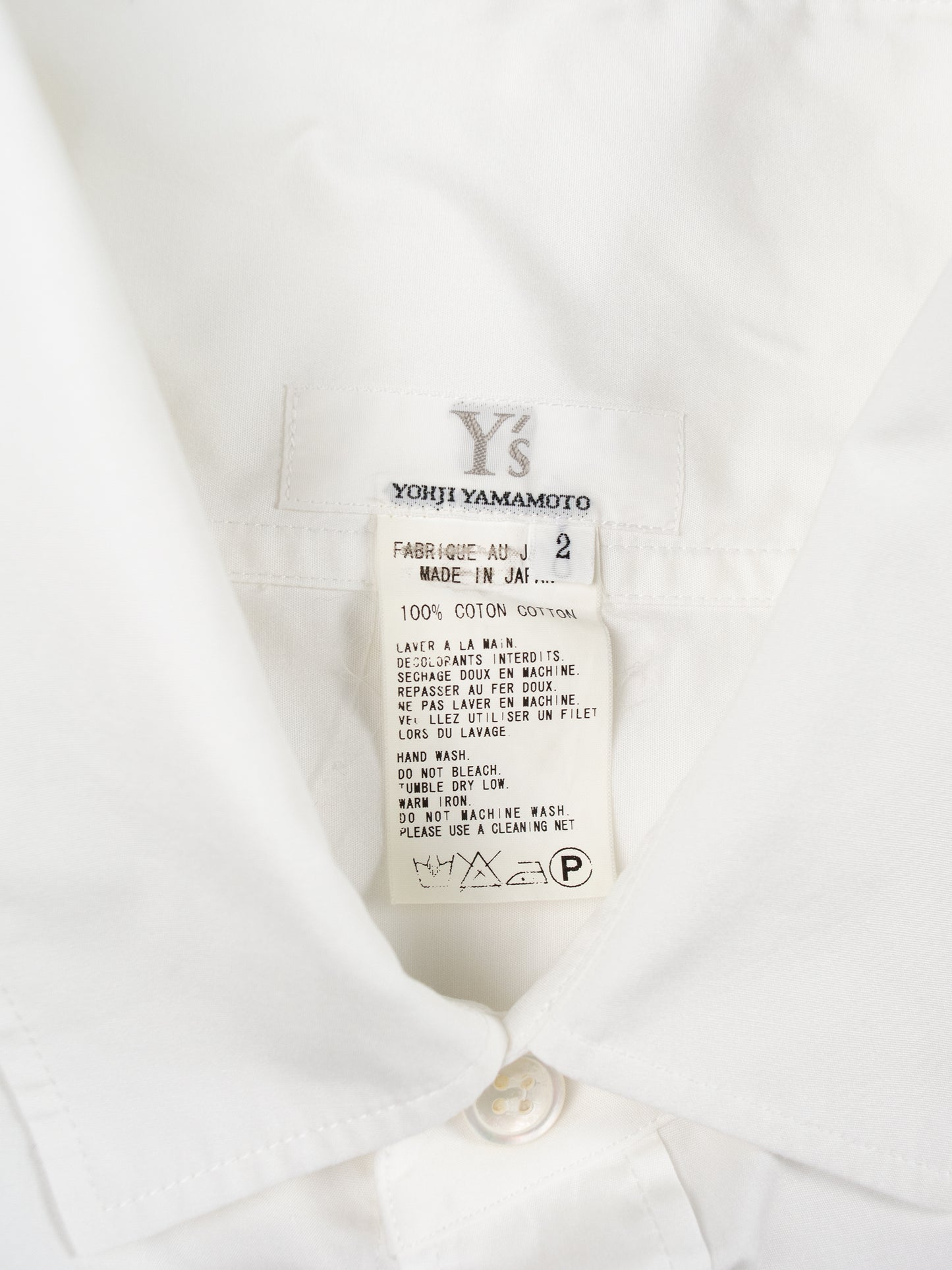 Y's by Yohji Yamamoto - S/S 2006 - short sleeve shirt with oversized collar - women's size 2