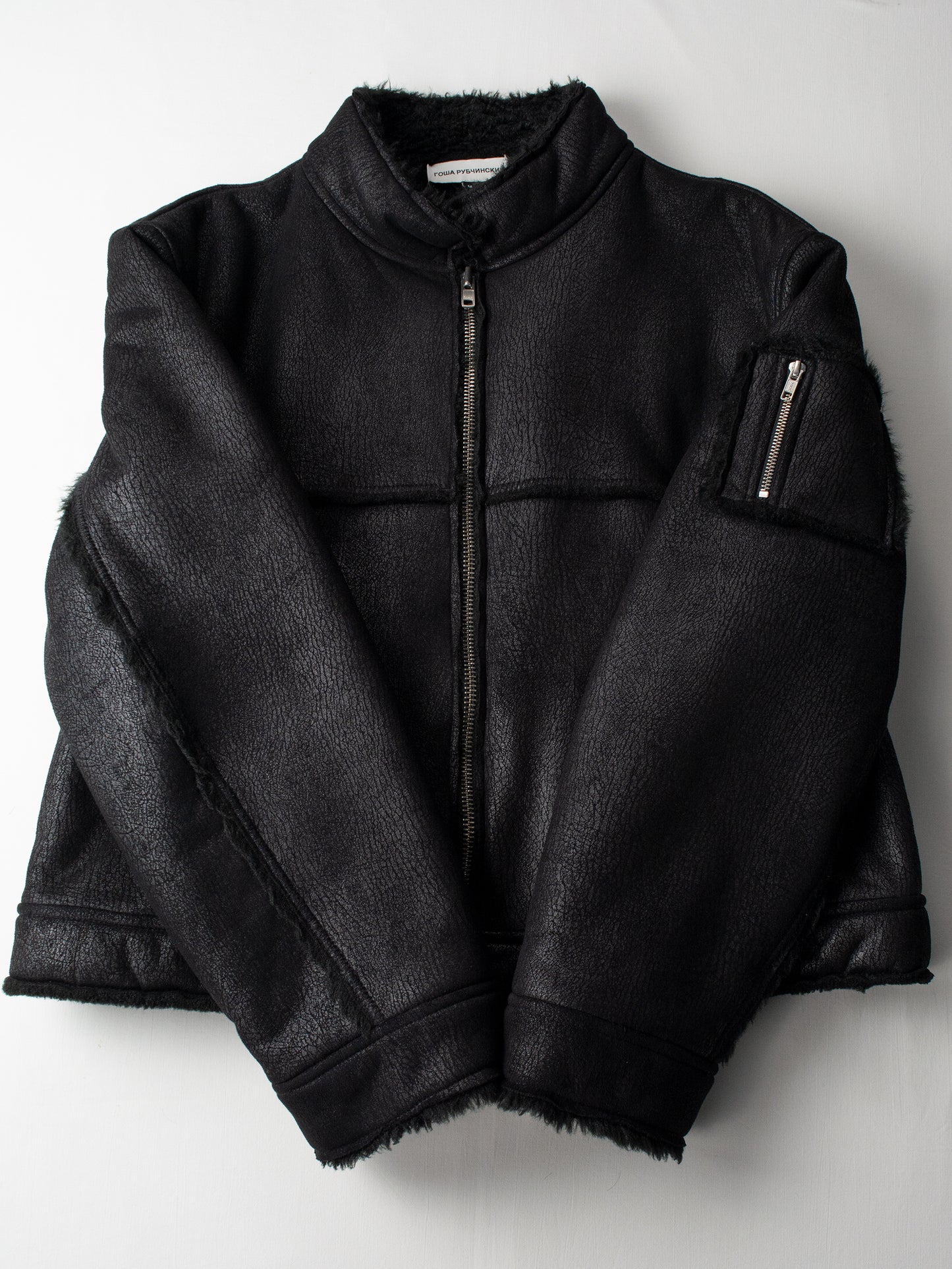 Gosha Rubchinskiy - A/W 2016 - faux leather shearling jacket (black) - size M