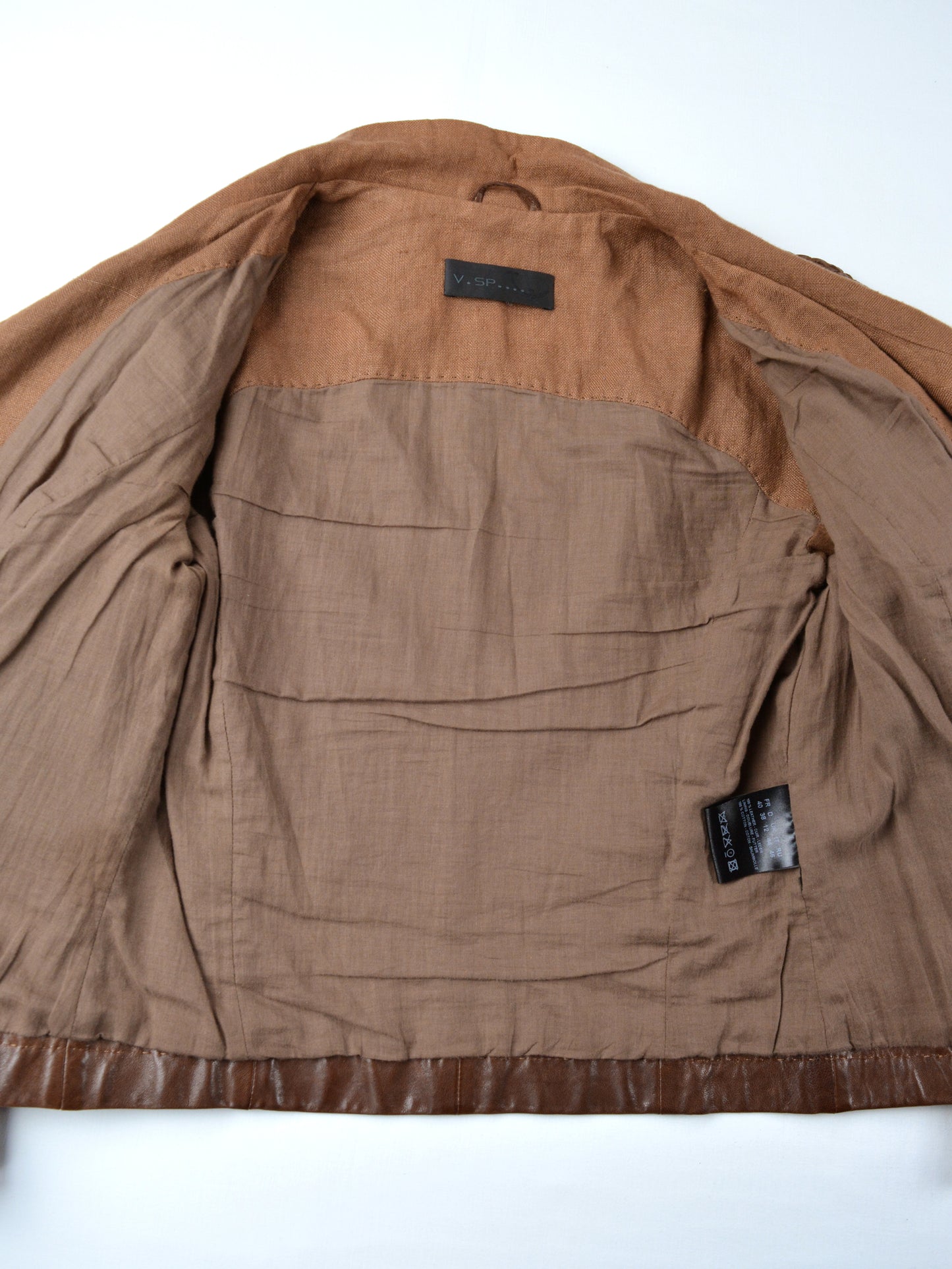 Very Special Pieces of Vespucci - leather jacket with woven detail - women's size 40
