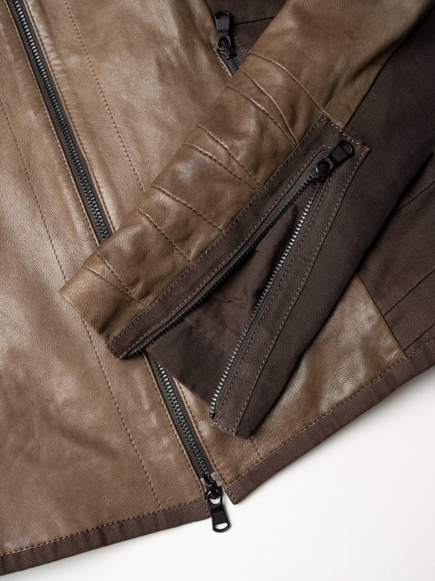 Very Special Pieces of Vespucci - patchwork cotton and leather jacket - women's size 38