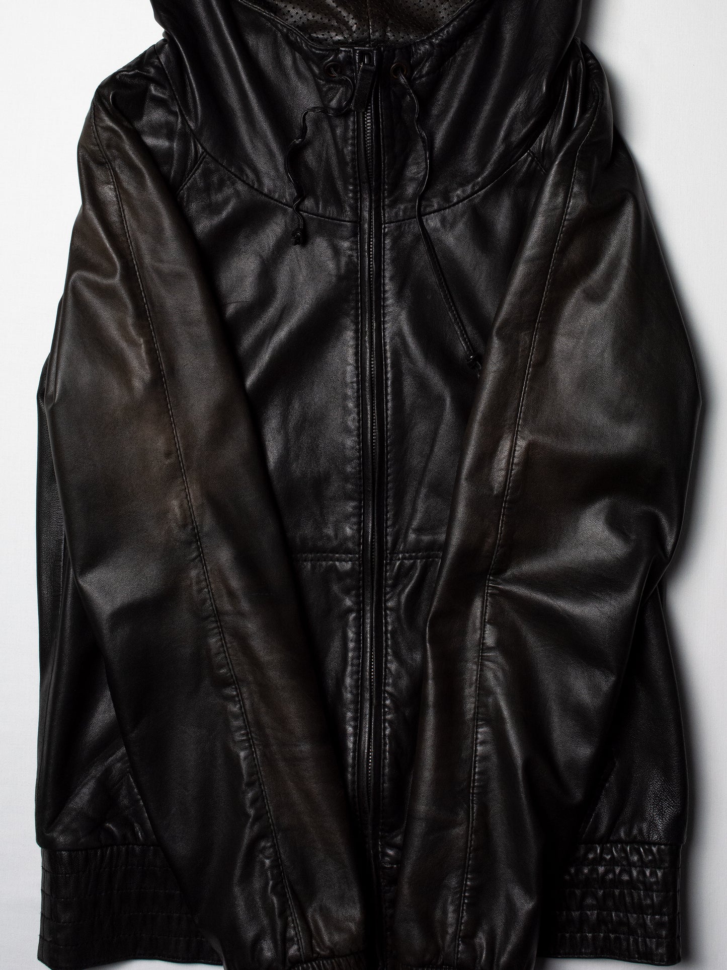 Y-3 - S/S 2009 - leather jacket with oversized hood - size S