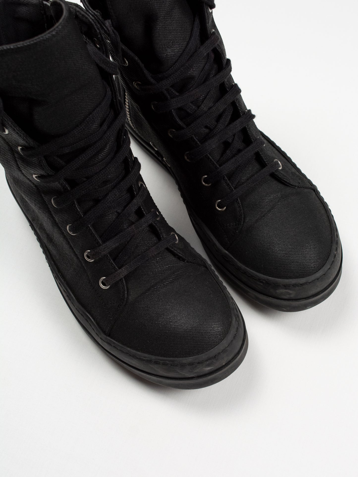 Rick Owens DRKSHDW - A/W 2014 - "Ramones" denim vegan sneakers (Black Wax) - size 42