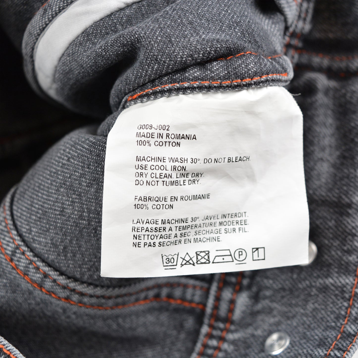 Gosha Rubchinskiy - A/W 2016 - contrast stitch cropped denim jacket (grey) - size M