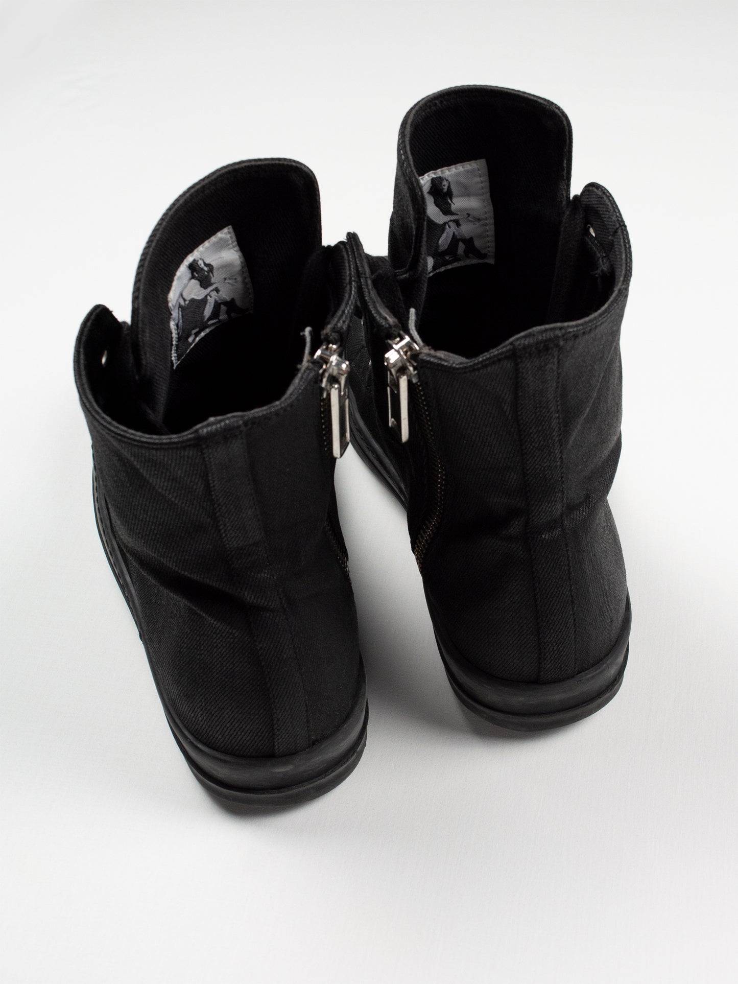 Rick Owens DRKSHDW - A/W 2014 - "Ramones" denim vegan sneakers (Black Wax) - size 42