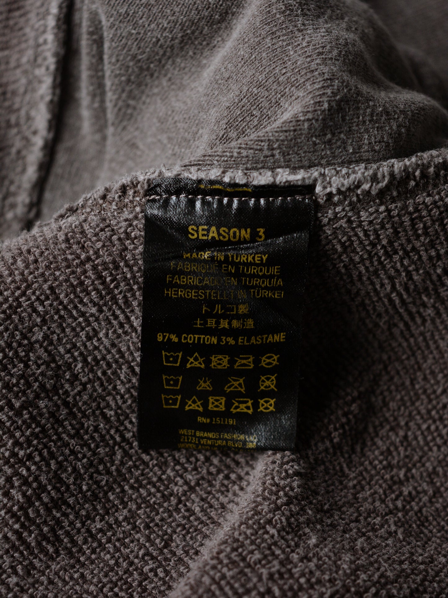 YEEZY Season 3 (2016) - Ribbed Crew Sweat (Onyx Earth) - size XS