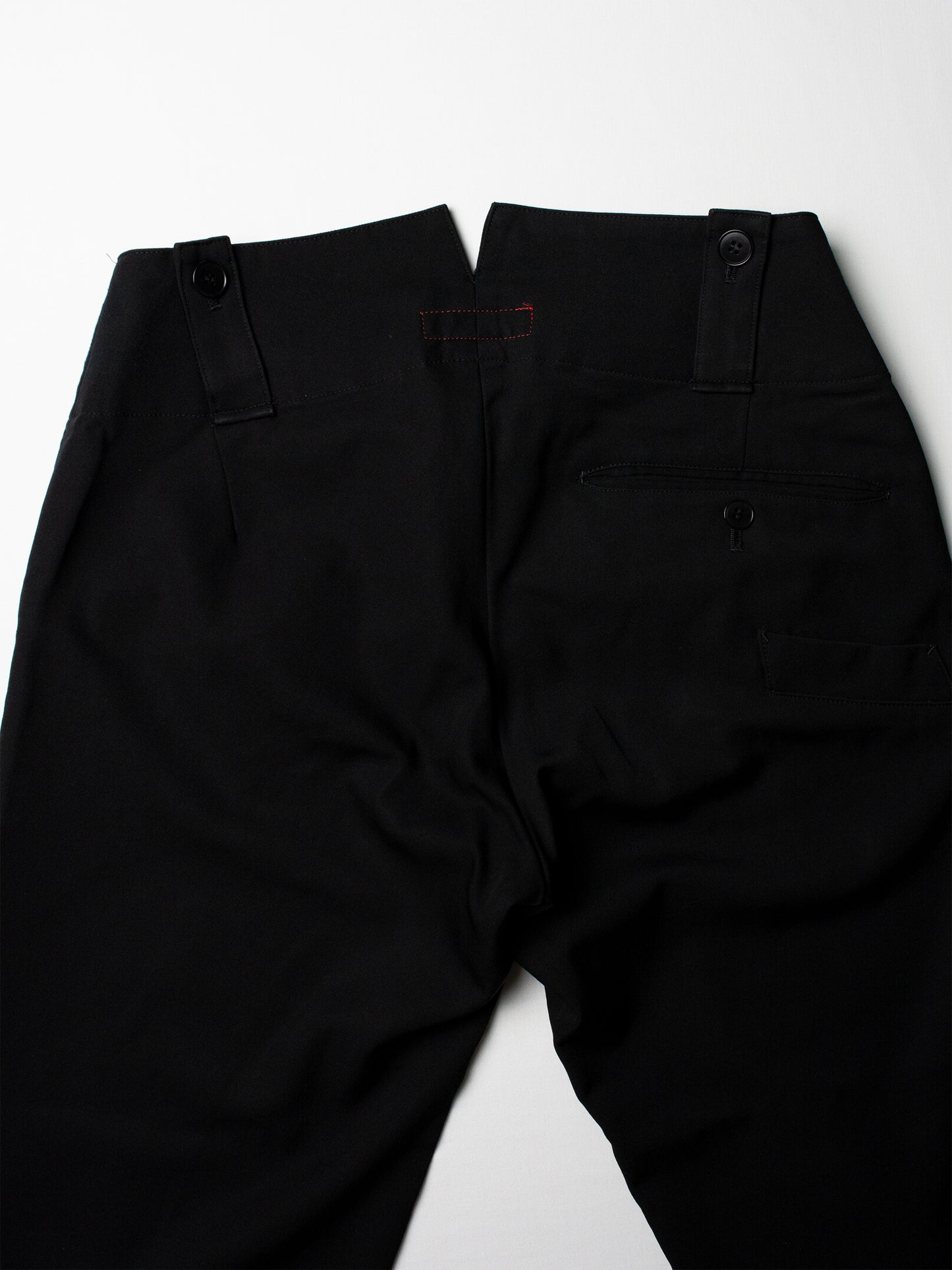 Y's Red Label - A/W 2007 - low waist wool pants with button belt loops (black) - women's size 3