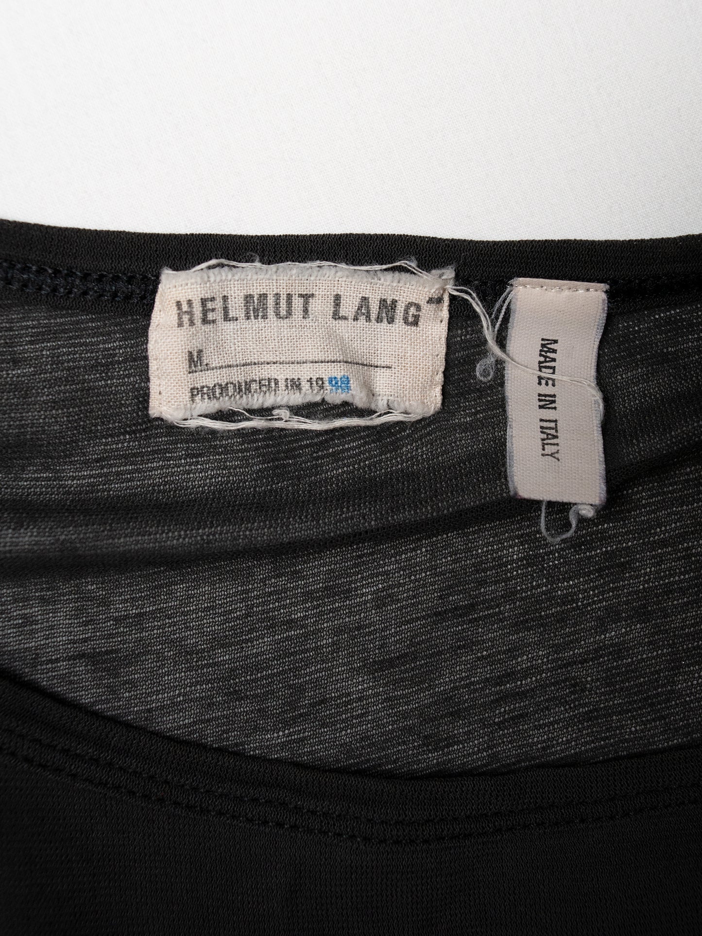 Helmut Lang Jeans - S/S 1998 - asymmetric sheer tank top (black) - women's size S