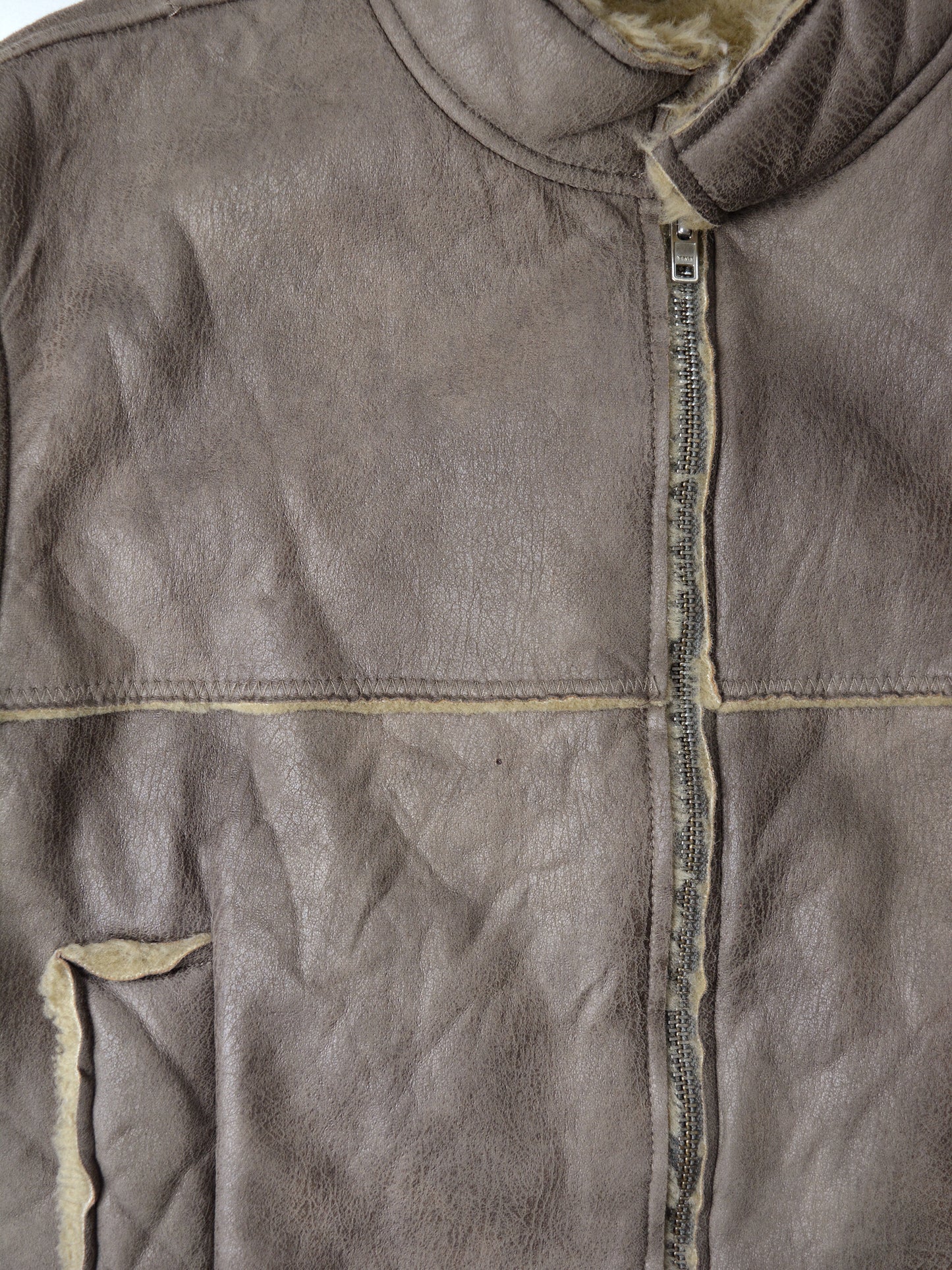 Gosha Rubchinskiy - A/W 2016 - faux leather shearling jacket (brown) - size L