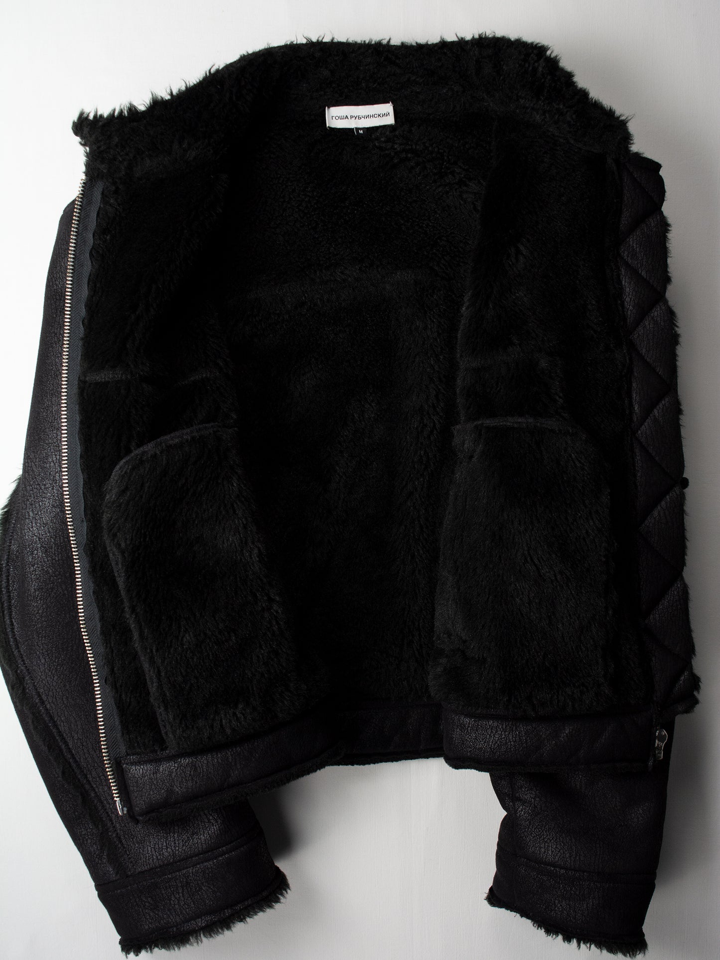 Gosha Rubchinskiy - A/W 2016 - faux leather shearling jacket (black) - size M