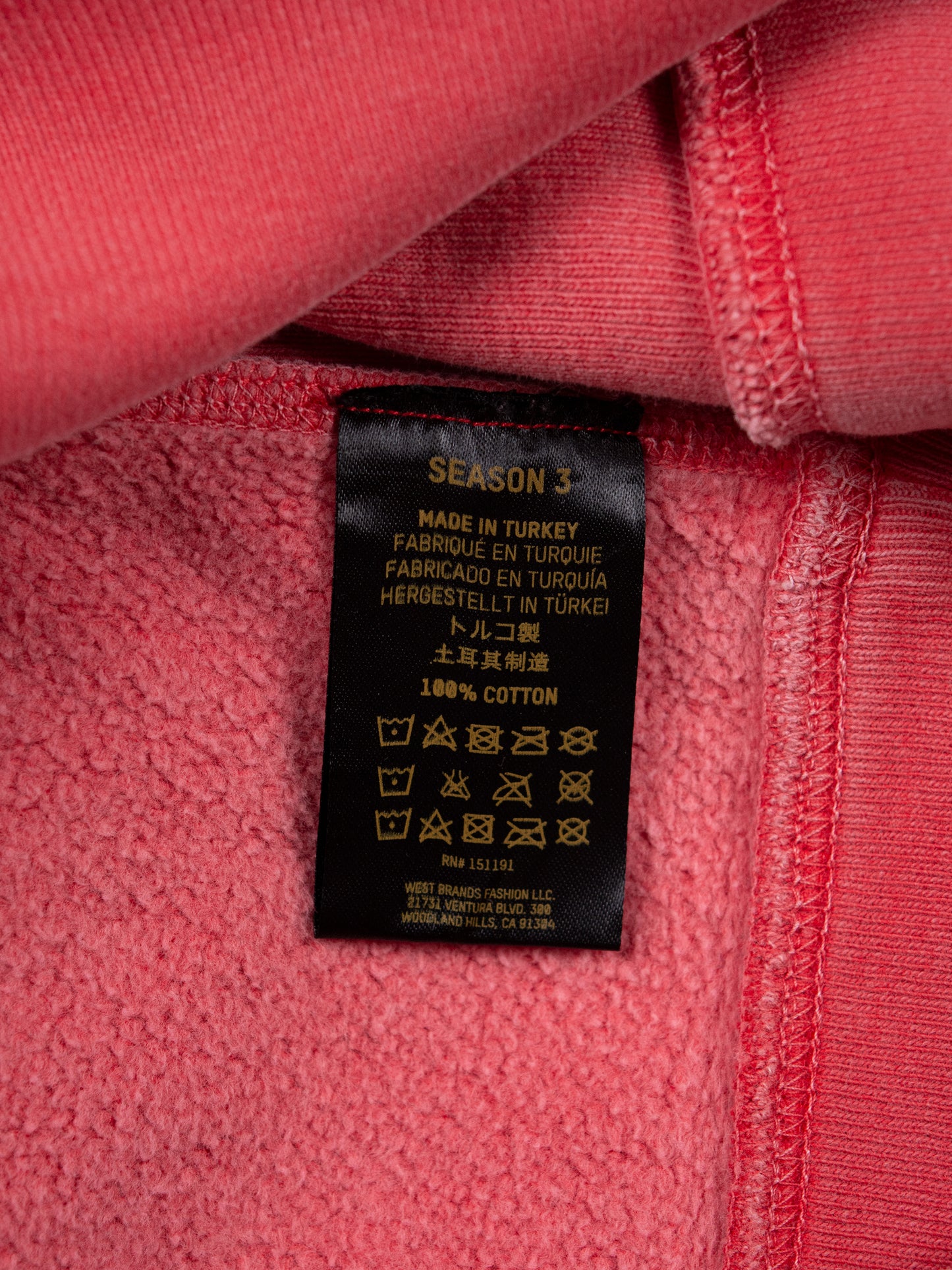 YEEZY Season 3 (2016) - Fleece Crew Sweat (Fluoro Red) - size XS