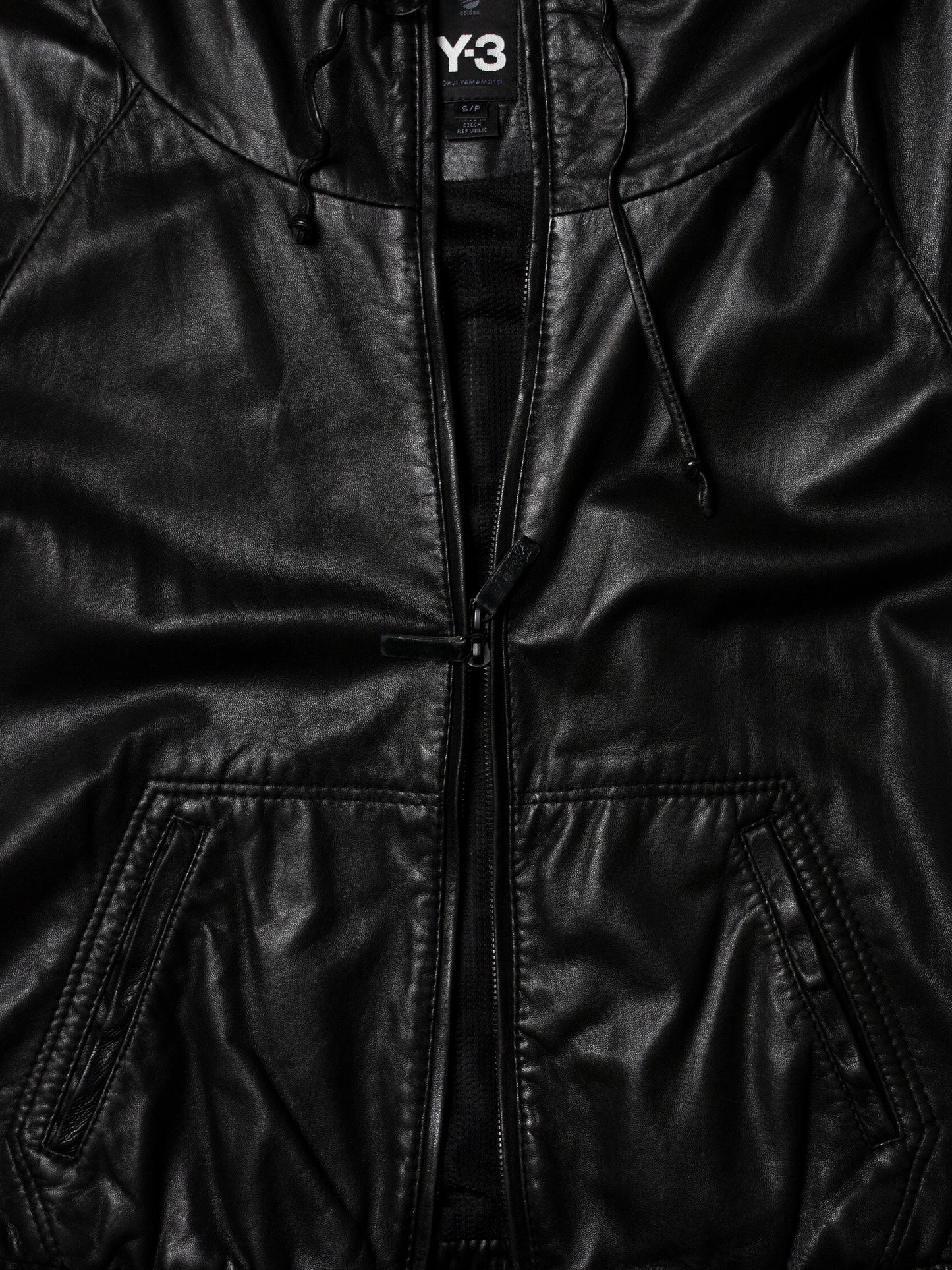 Y-3 - S/S 2009 - leather jacket with oversized hood - size S