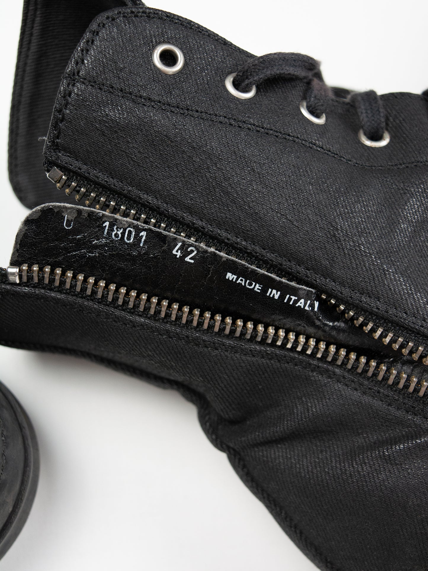 Rick Owens DRKSHDW - A/W 2014 - "Ramones" denim vegan sneakers (Black Wax) - size 42