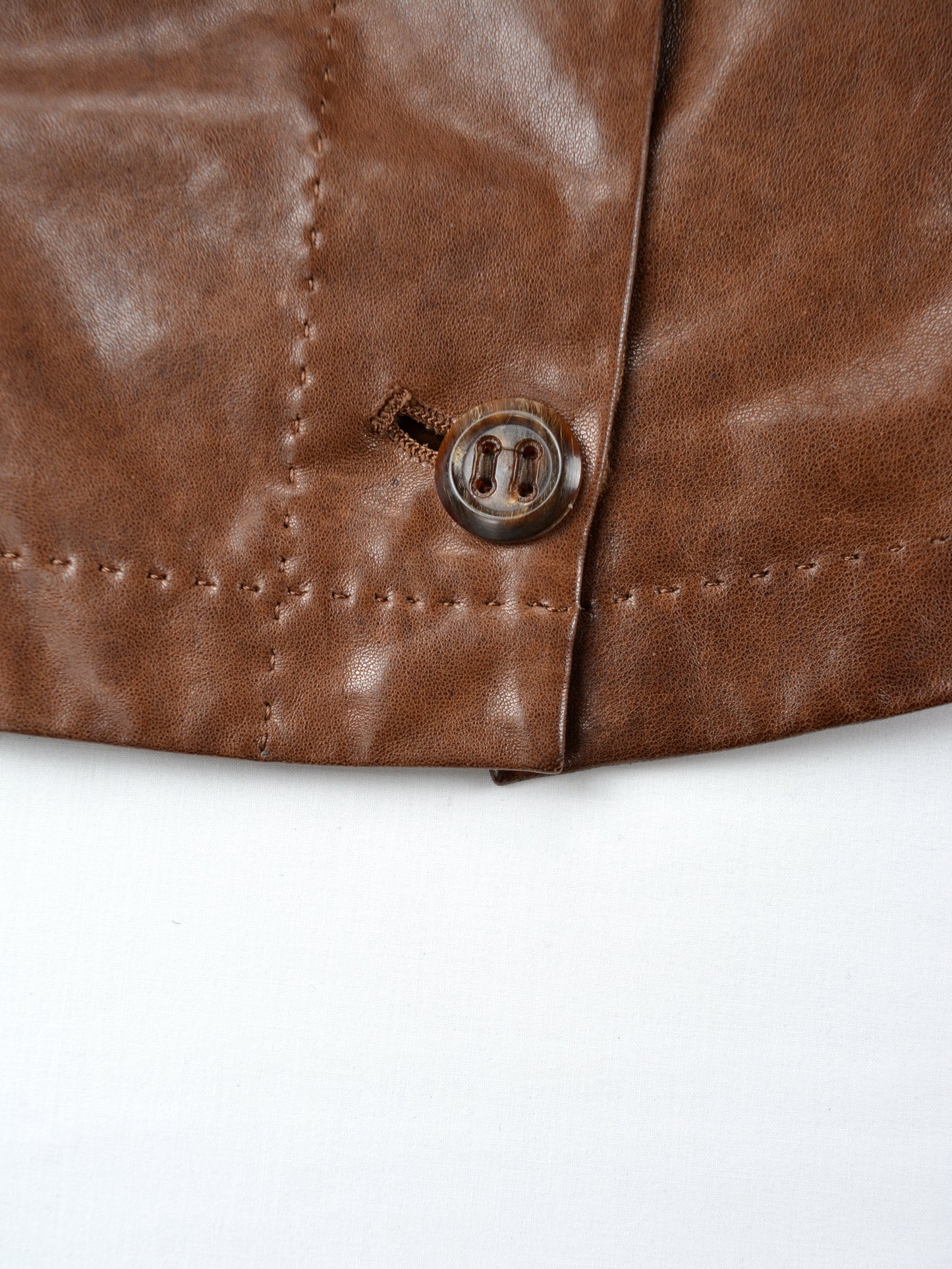Very Special Pieces of Vespucci - leather jacket with woven detail - women's size 40