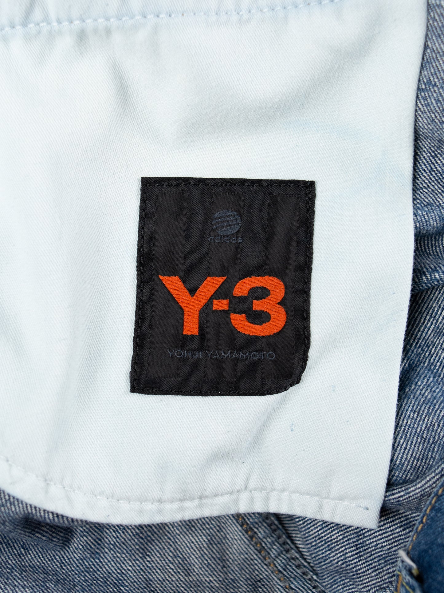 Y-3 - A/W 2005 - leather stripes denim shorts - size 38 (XL)