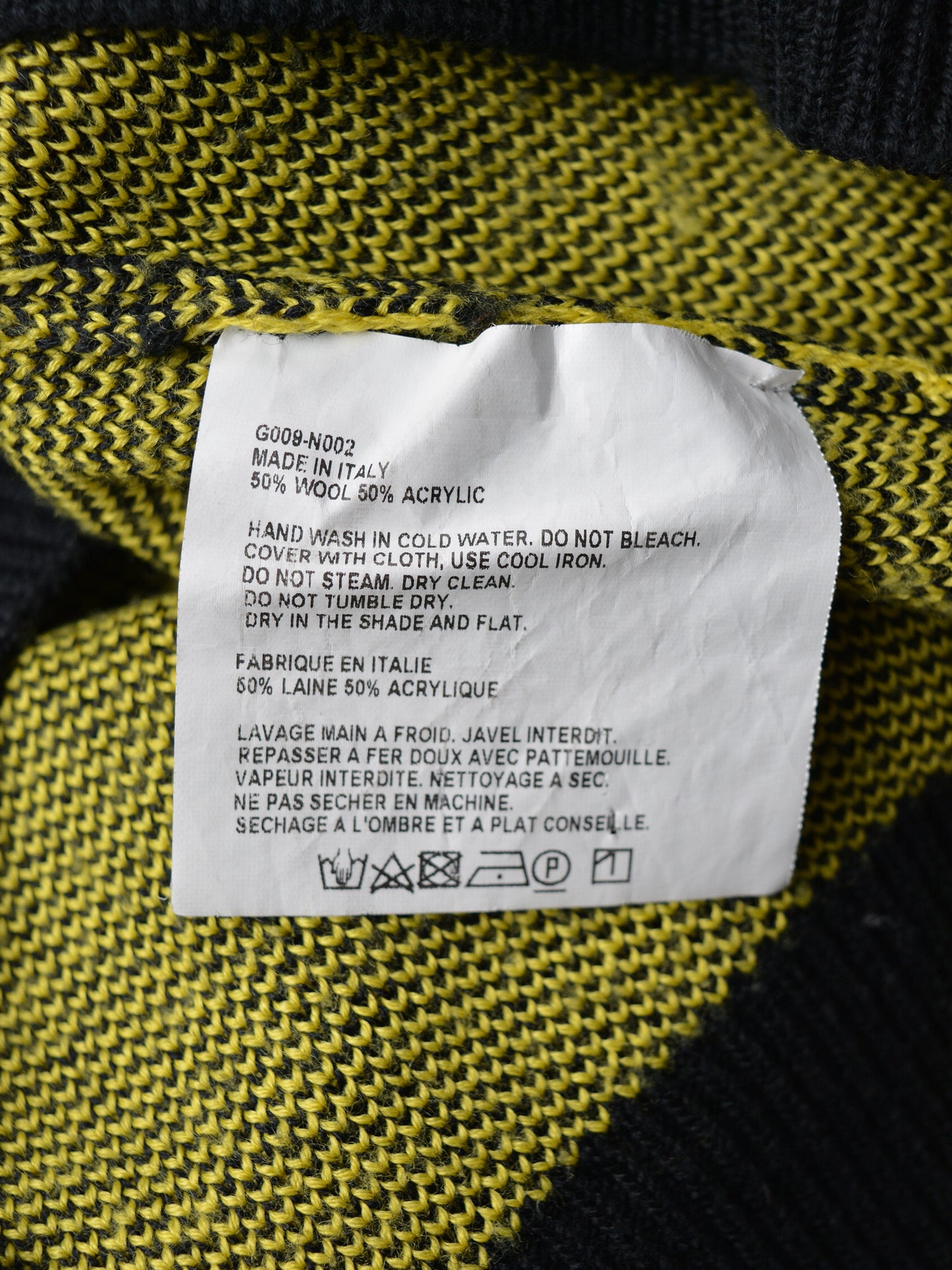 Gosha Rubchinskiy - A/W 2016 - "Save & Protect" turtleneck sweater (black/yellow) - size S