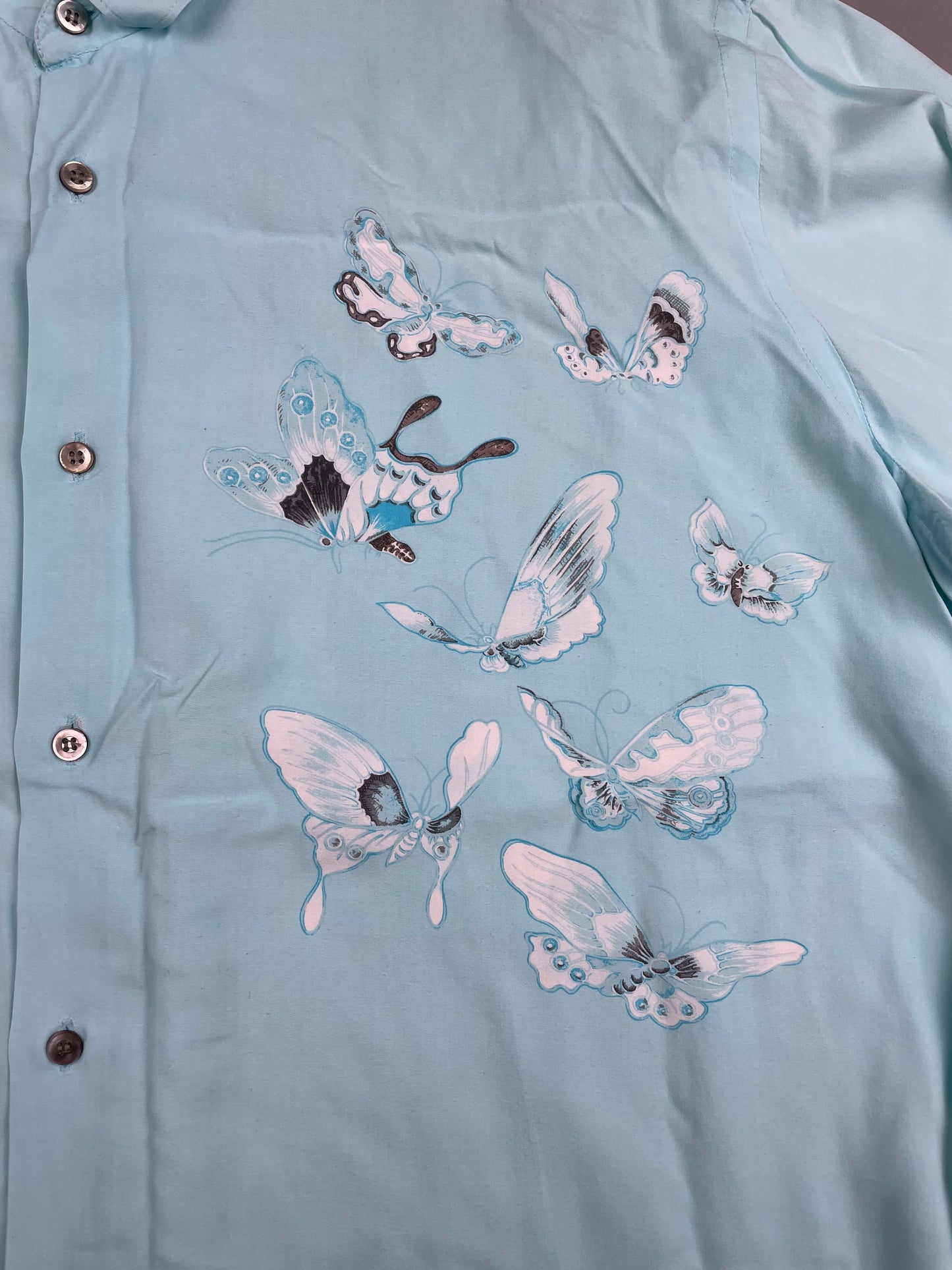 Yohji Yamamoto Pour Homme S/S 1996 butterflies rayon shirt - size M
