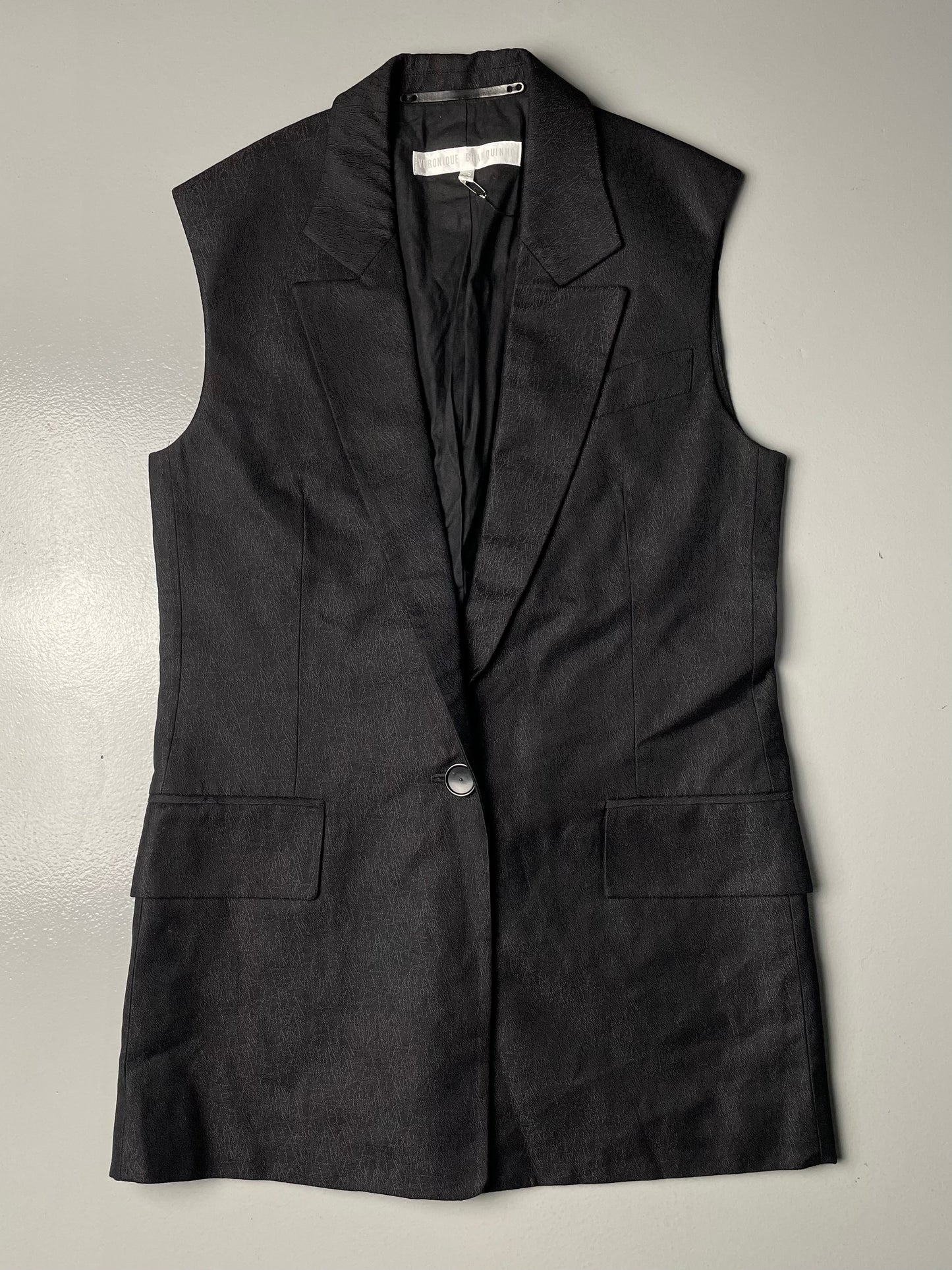 Veronique Branquinho 'Menace' wool and silk longline sleeveless blazer - size 38