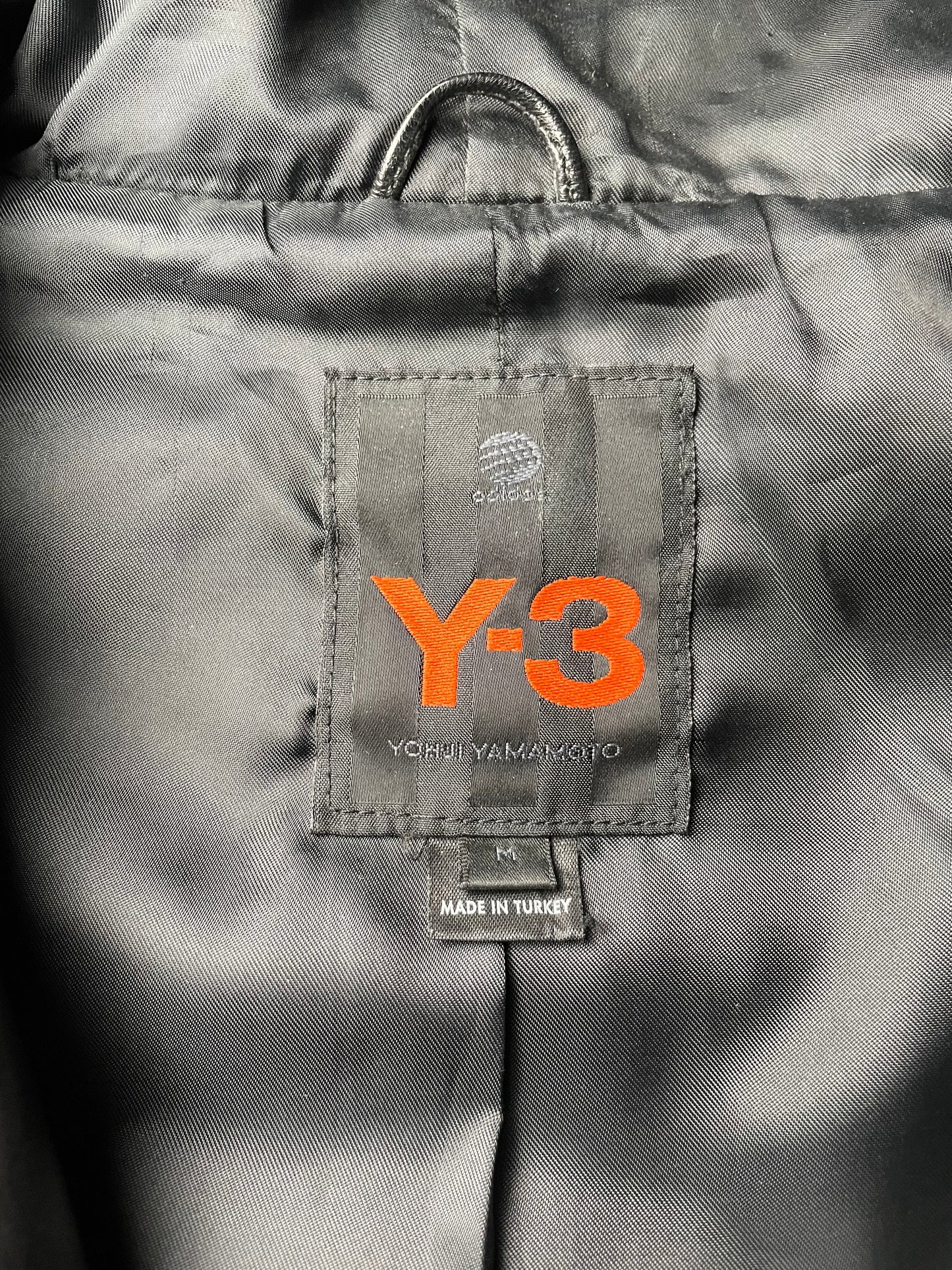 Y-3 A/W 2005 men's hooded leather bomber jacket - size M