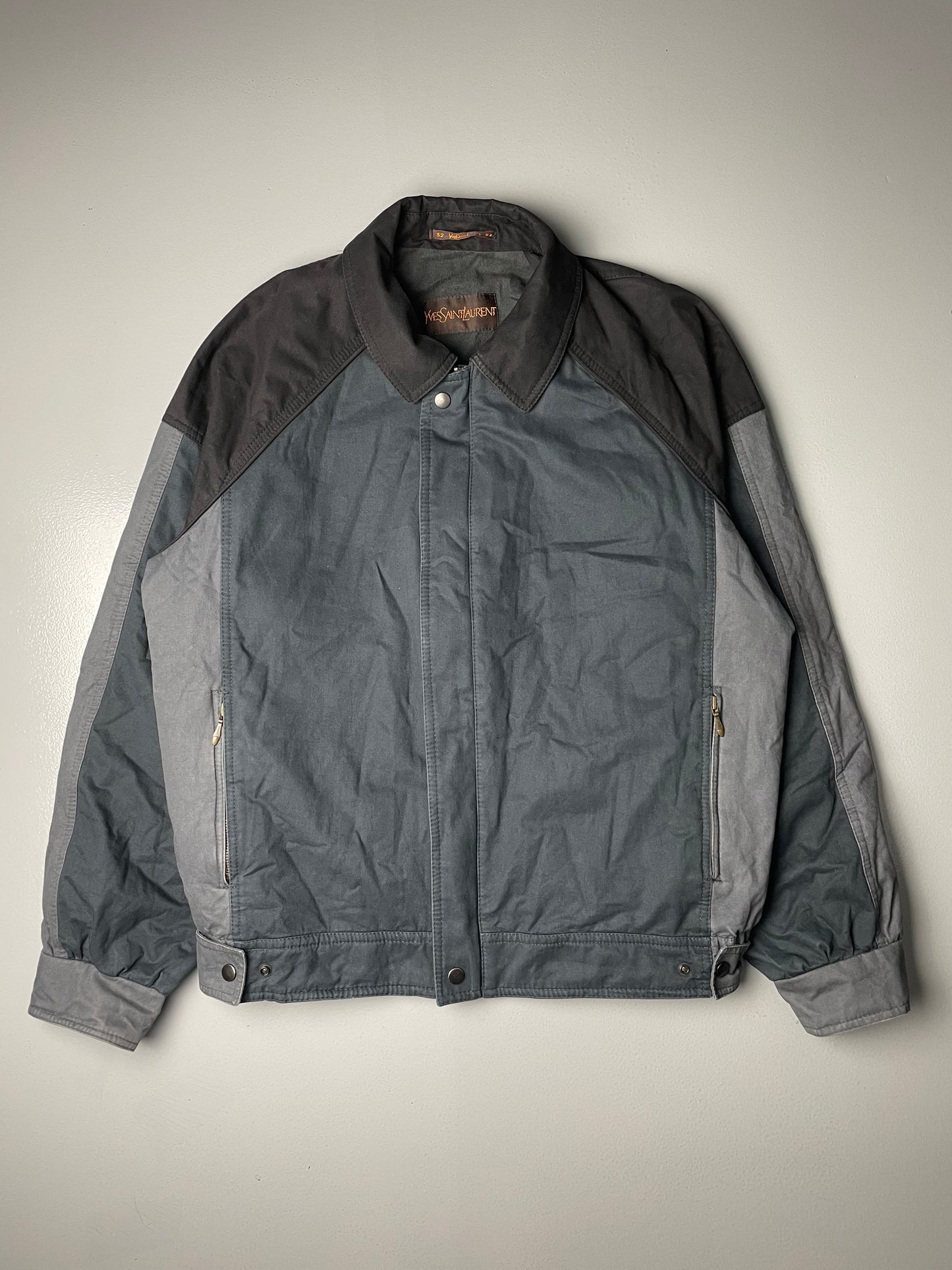 vintage Yves Saint Laurent padded egyptian cotton moto jacket - size 52