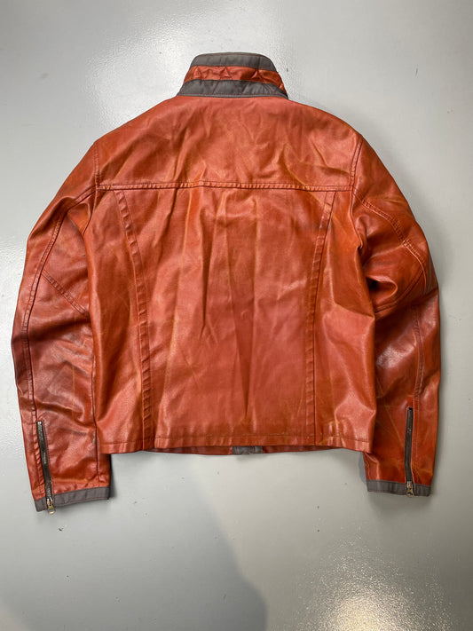 vintage Armani Jeans orange leather jacket - size 50